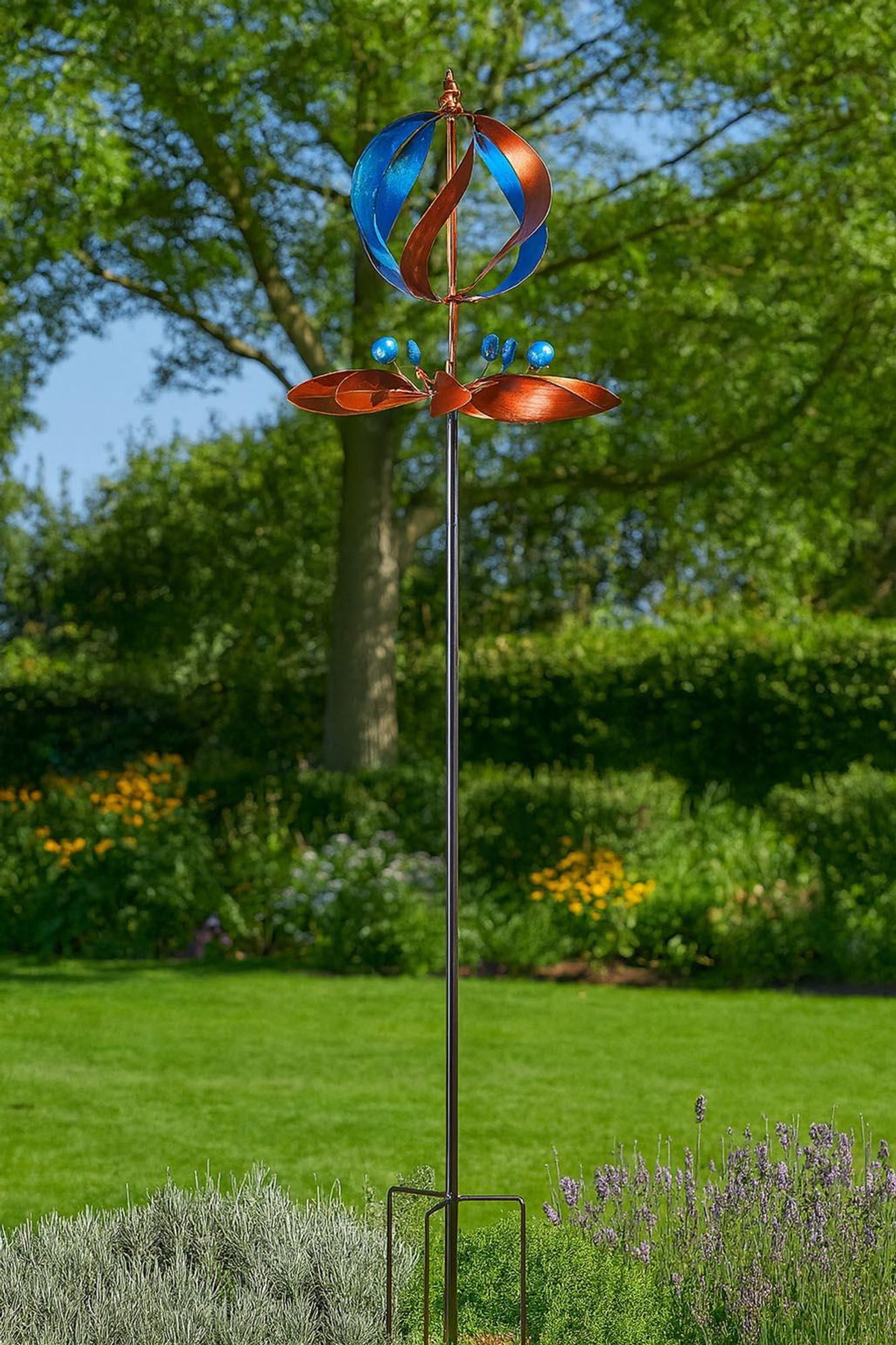 Kobolo Windrad Gartenstecker Dekostecker Windspiel XXL - TWIRL - Metall groß Gartendekoration