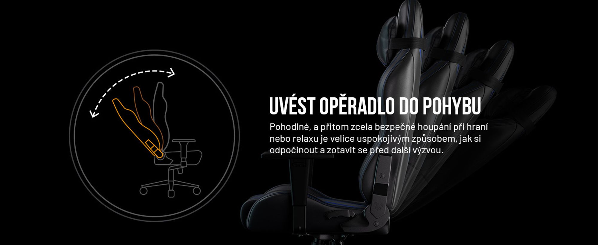 Herní židle Diablo X-One 2.0 Kancelářská židle Nastavitelné područky Ergonomický design Krční/bederní polštář, Barva: Černá-Modrá, Velikost Normal