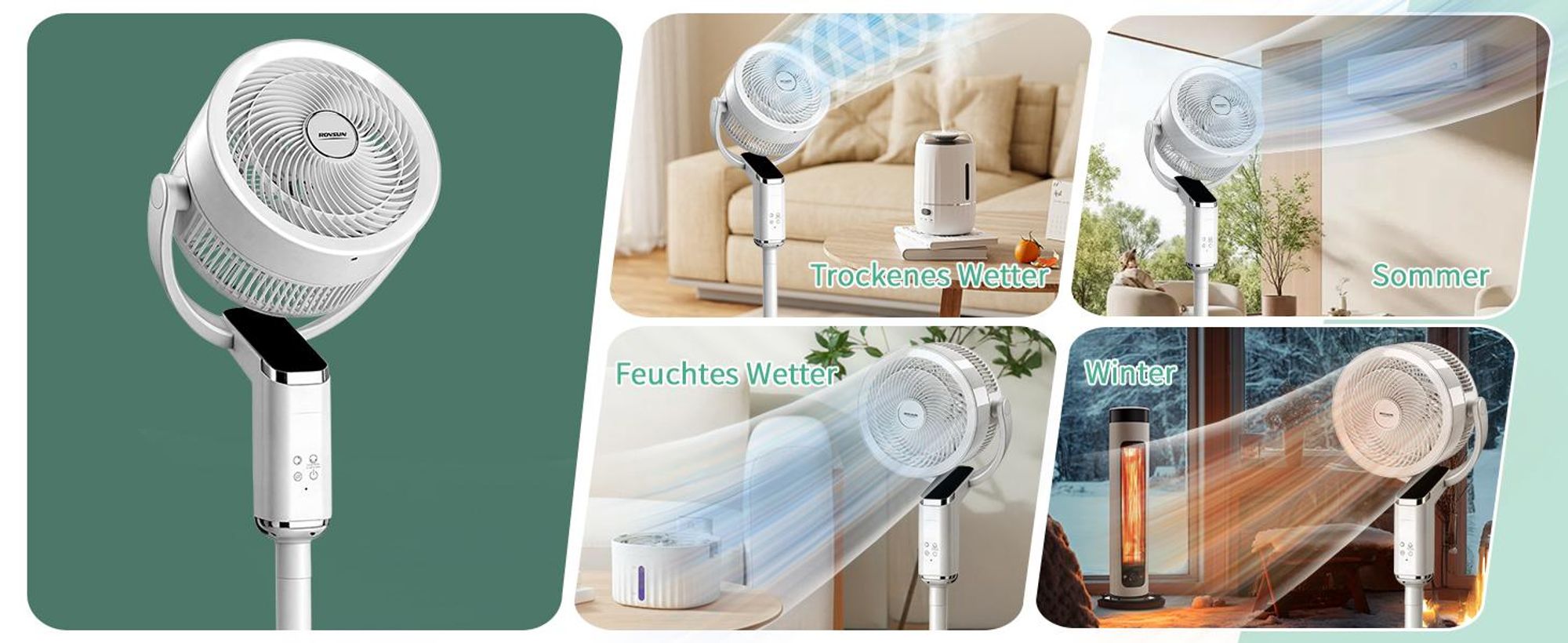 Luftzirkulationsventilator (40 W) — 3-in-1-Design | 8 Windstufen | 3 Modi | Touch- & Fernbedienung