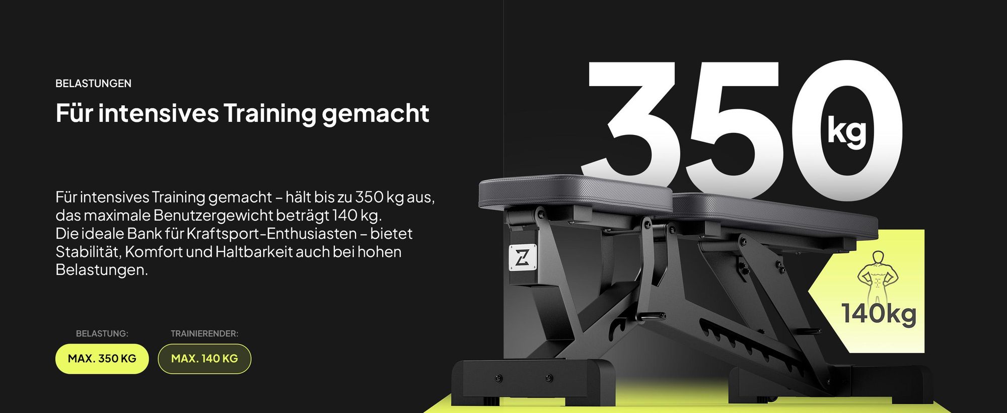 Zipro Hantelbank Verstellbar Pumpiron – Massive Trainingsbank bis 350 kg Belastbar Profil Schrägbank & Flachbank für Home Gym Inkl. Transportrollen