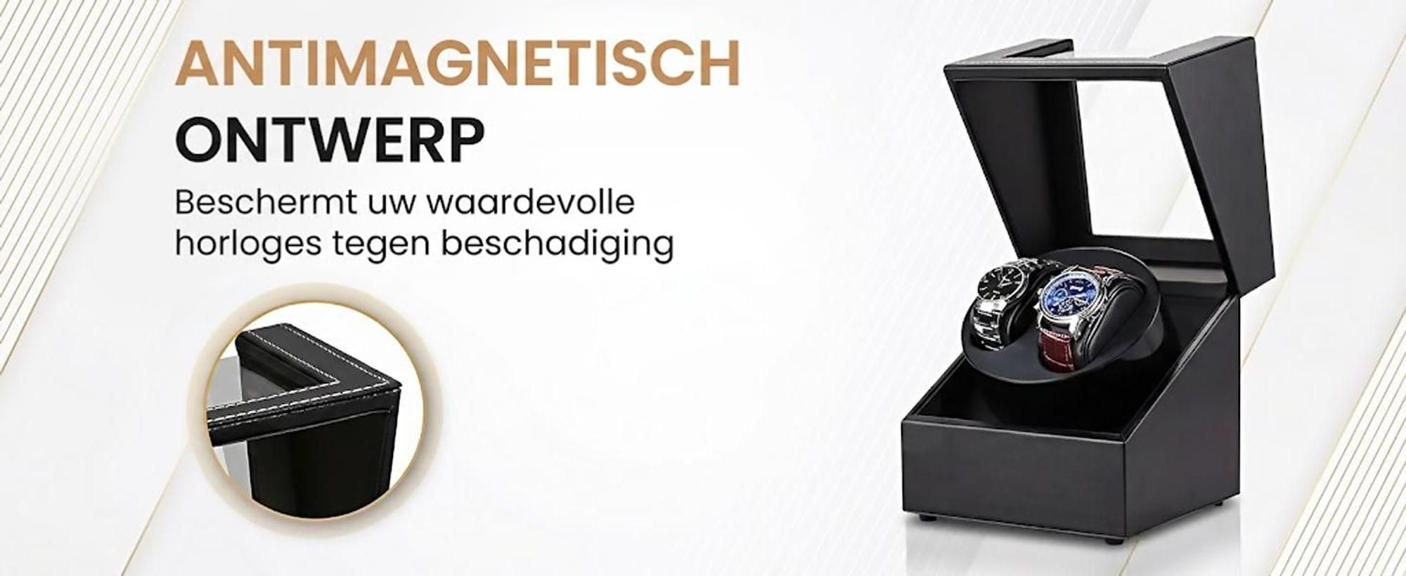 Olvy horlogewinder voor 2 horloges, met een extreem stille motor, zachte horlogekussens. Horlogewinder