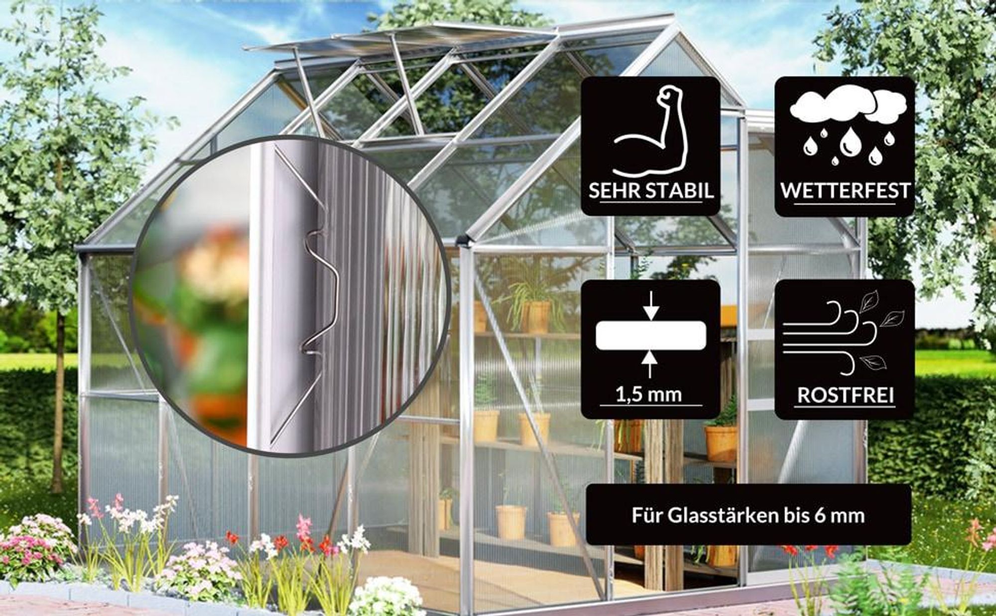 DEUBA® Gewächshausklammern rostfrei 50 Stück Hohlkammerplatte Befestigung Gewächshäuser Gewächshausklemmen Zubehör