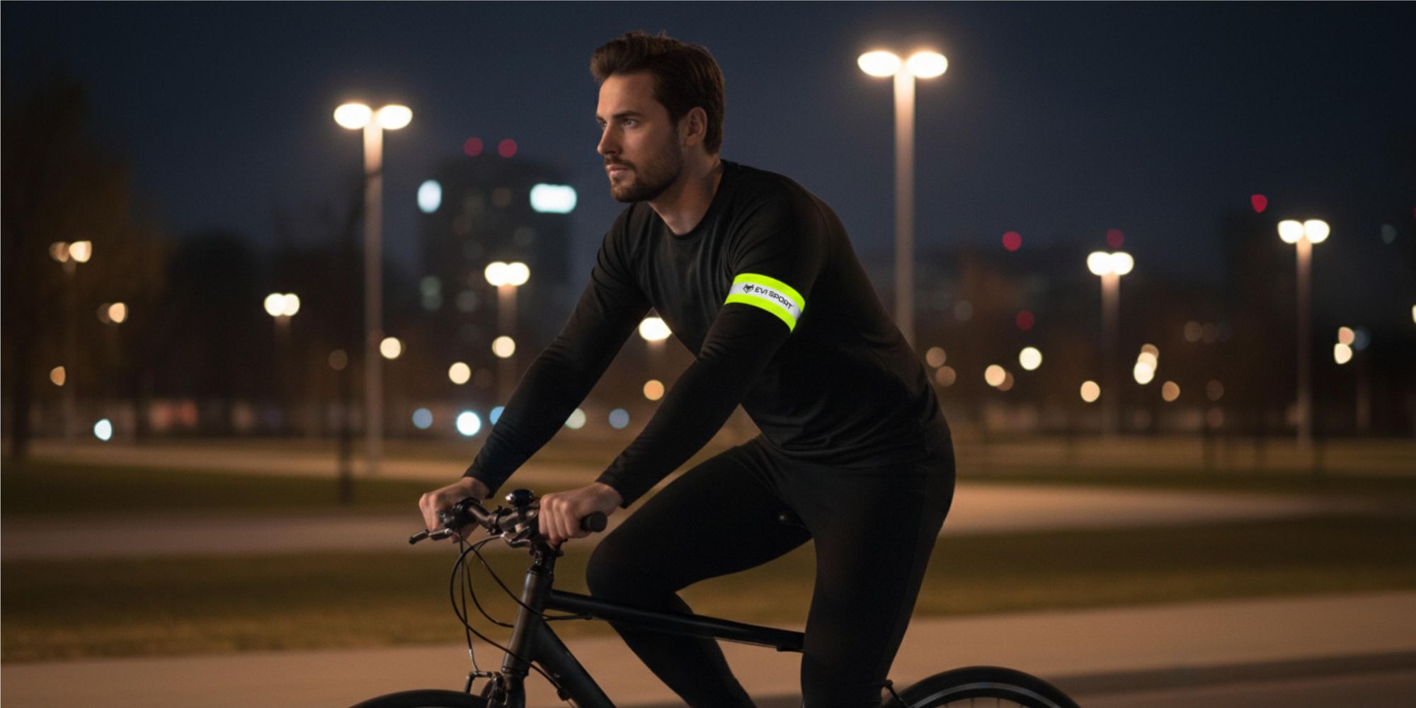 Reflektorband 2er Set, Reflektor zum Laufen & Radfahren, Sicherheitsband verstellbar mit Klettverschluss für Arm & Bein, EVI SPORT ActiveFlash Grün
