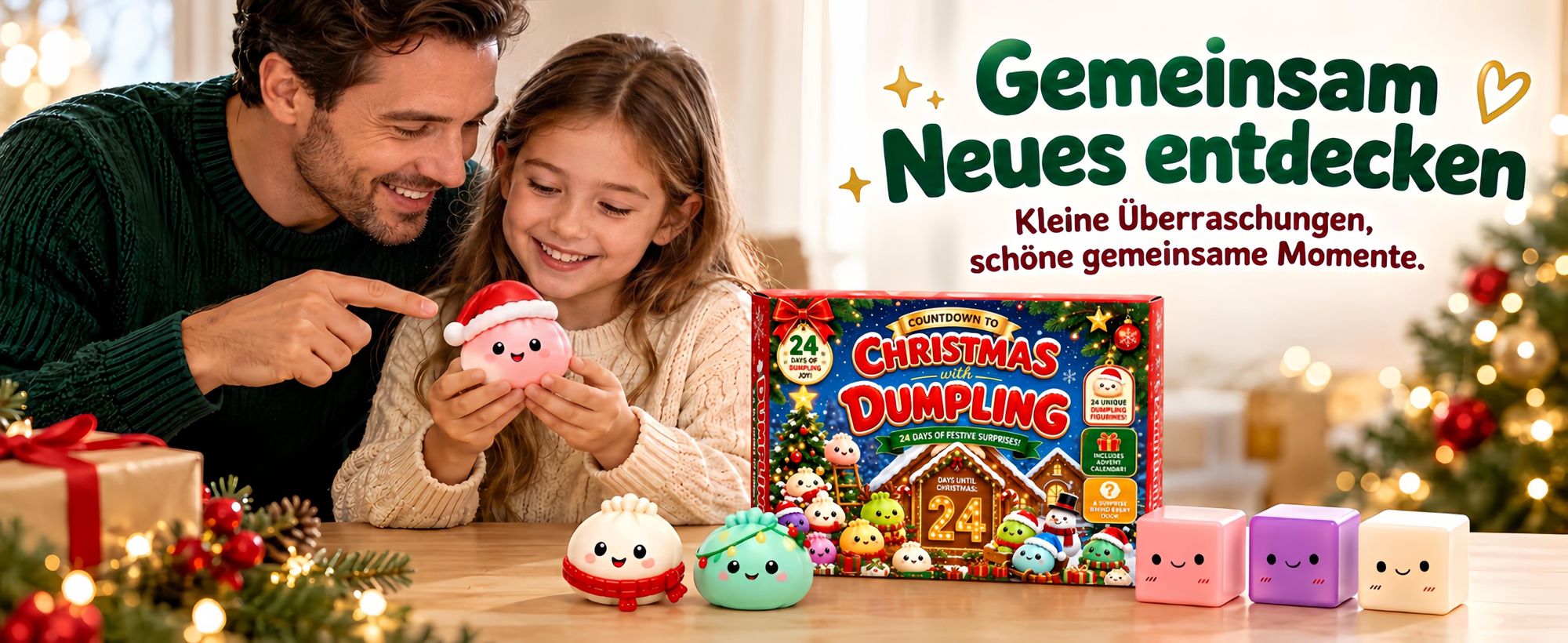 Squishy Dumpling Adventskalender,Weihnachtskalender 24 Tage mit Anti-Stress Quetschspielzeug,Schneemann Sammelfiguren,Spielzeug für Kinder Erwachsene