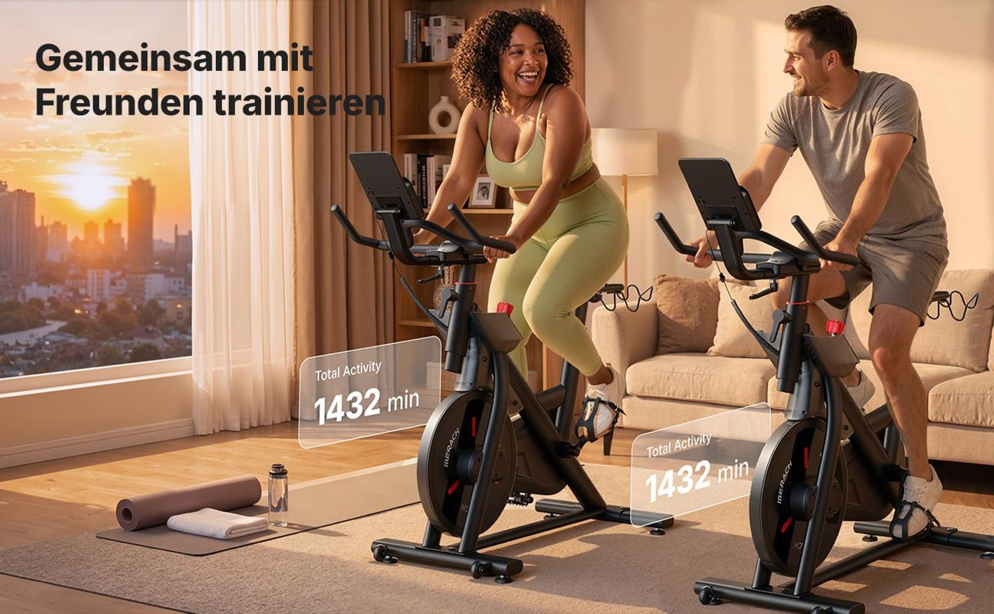 Heimtrainer für Zuhause, Fitnessbike mit LCD-Display bis 158 KG, bequeme und leise, verstellbarer magnetischer Widerstand, Heimfitness