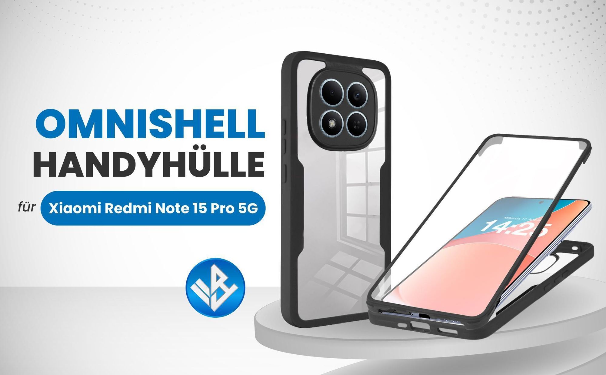 Schwarze 360 Grad Hülle für Xiaomi Redmi Note 15 Pro 5G mit Kameraschutz