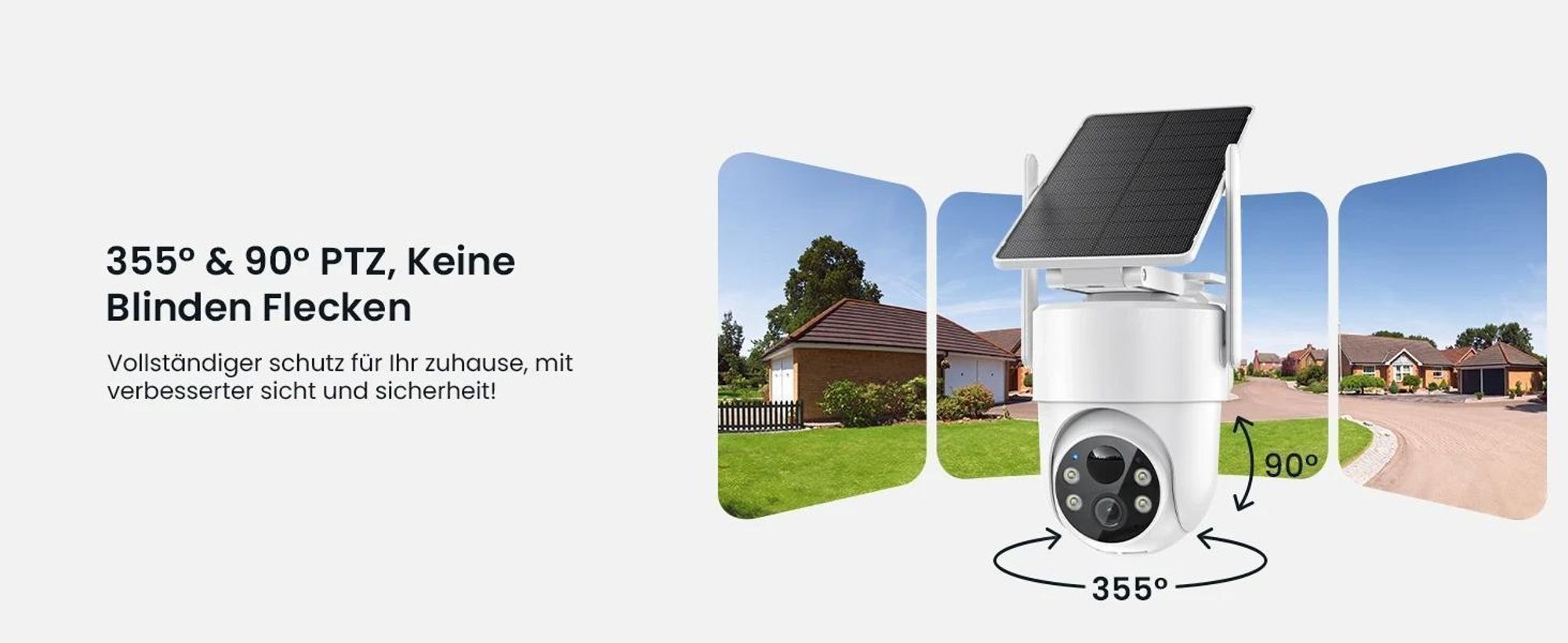 ieGeek 2K bewakingscamera voor buiten, met batterij, WLAN, zonnepaneel, PIR-bewegingssensor, 360° PTZ, IP-camera, nachtzicht en tweewegs audio