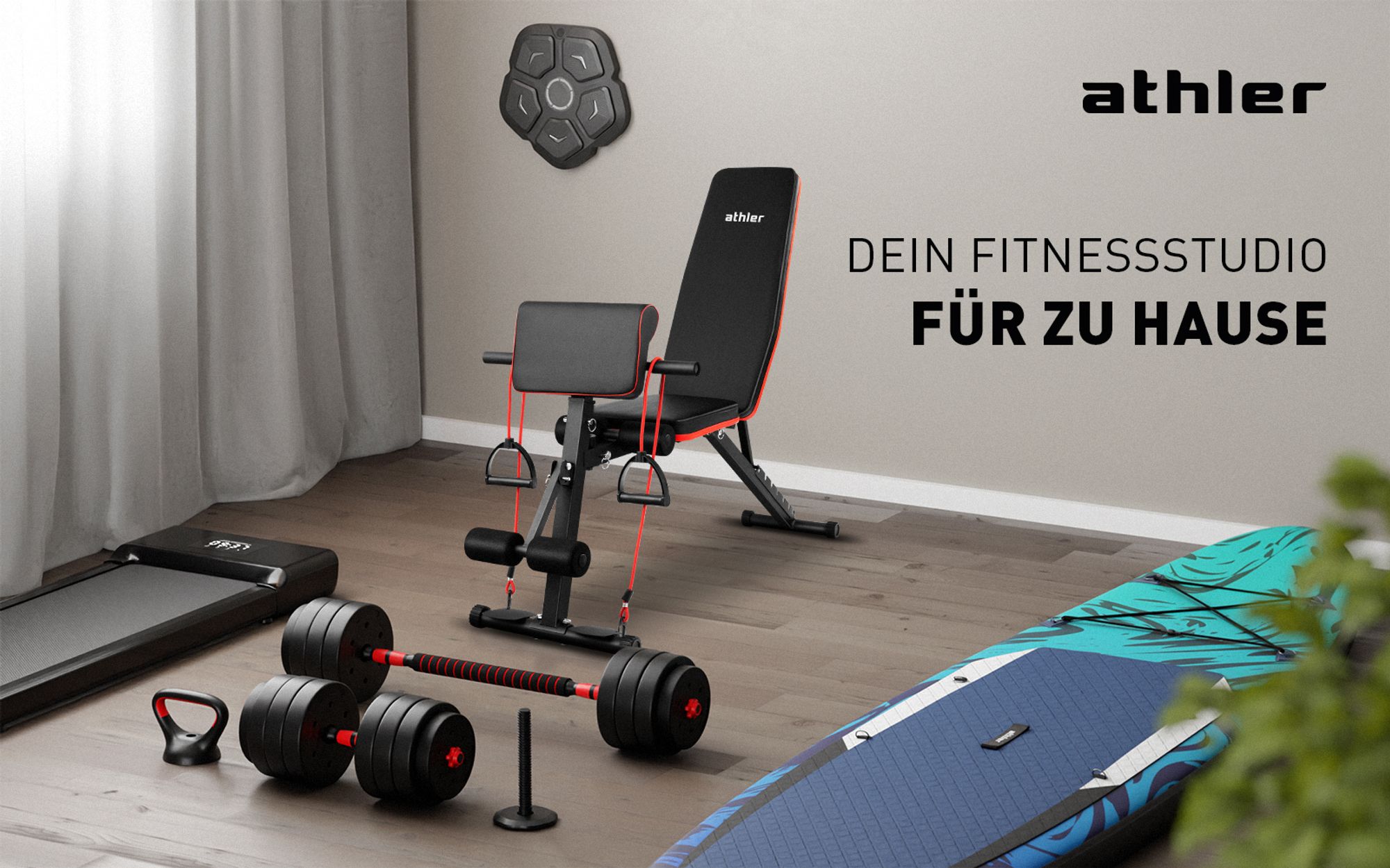 ATHLER Lion 45 Hantelsatz | Einstellbare Belastung - maximales Gewicht 40 kg | Schwarz