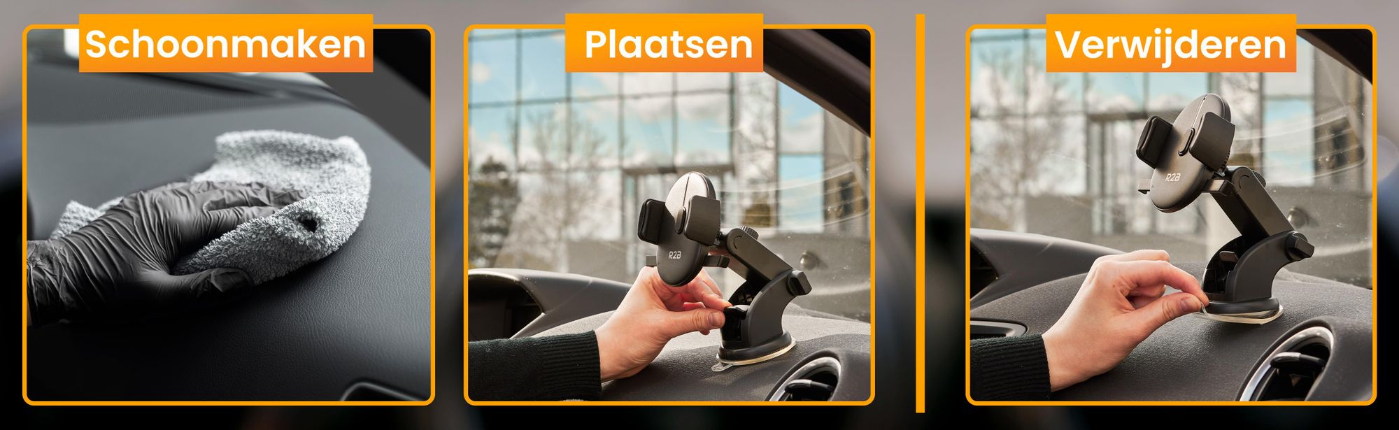 R2B Telefoonhouder Auto met Zuignap – Voor Raam en Dashboard – Verstelbare Universele GSM Houder