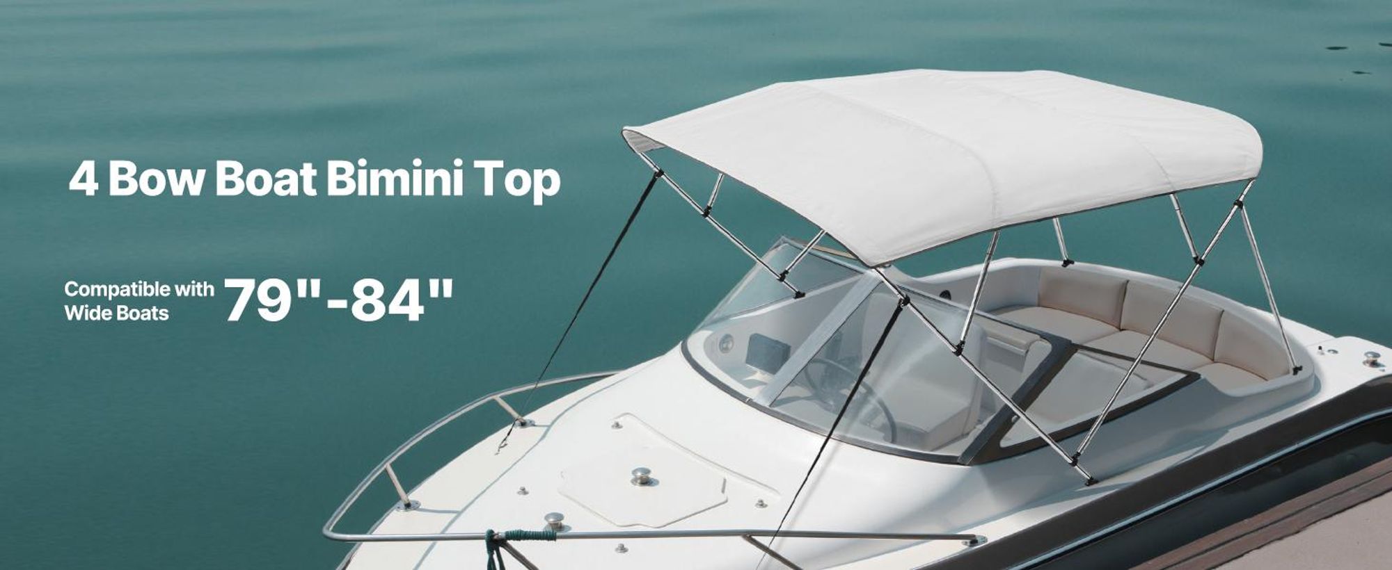VEVOR Bimini Top Bootsabdeckung Markise (4 Bögen), Aluminiumrahmen, wasserdichtes Biminitop mit Aufbewahrungstasche, 201-213 cm (Breite) Hellgrau