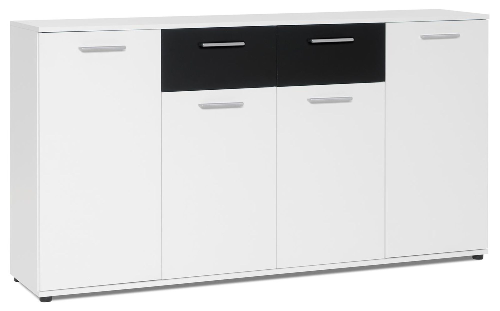 Sideboard >Jacklin< in Weiß – Modernes Stauraummöbel mit 4 Türen & 2 Schubkästen