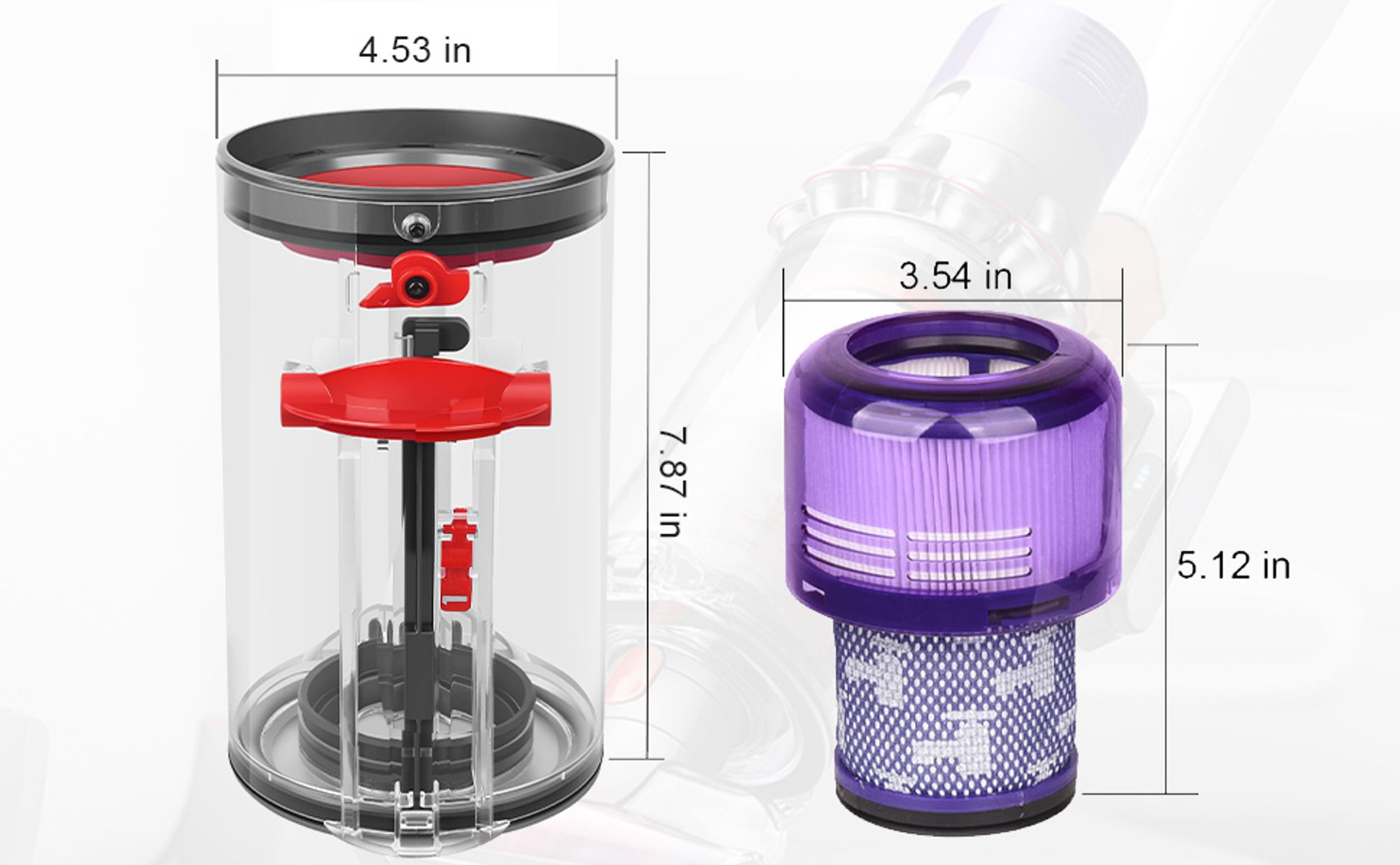 Verbesserter Staubbehälter für Dyson V11 V15 SV14 SV15 SV22 Staubsauger Großen Behälter, Ersatz Big Bin Assembley Teile-Nr.