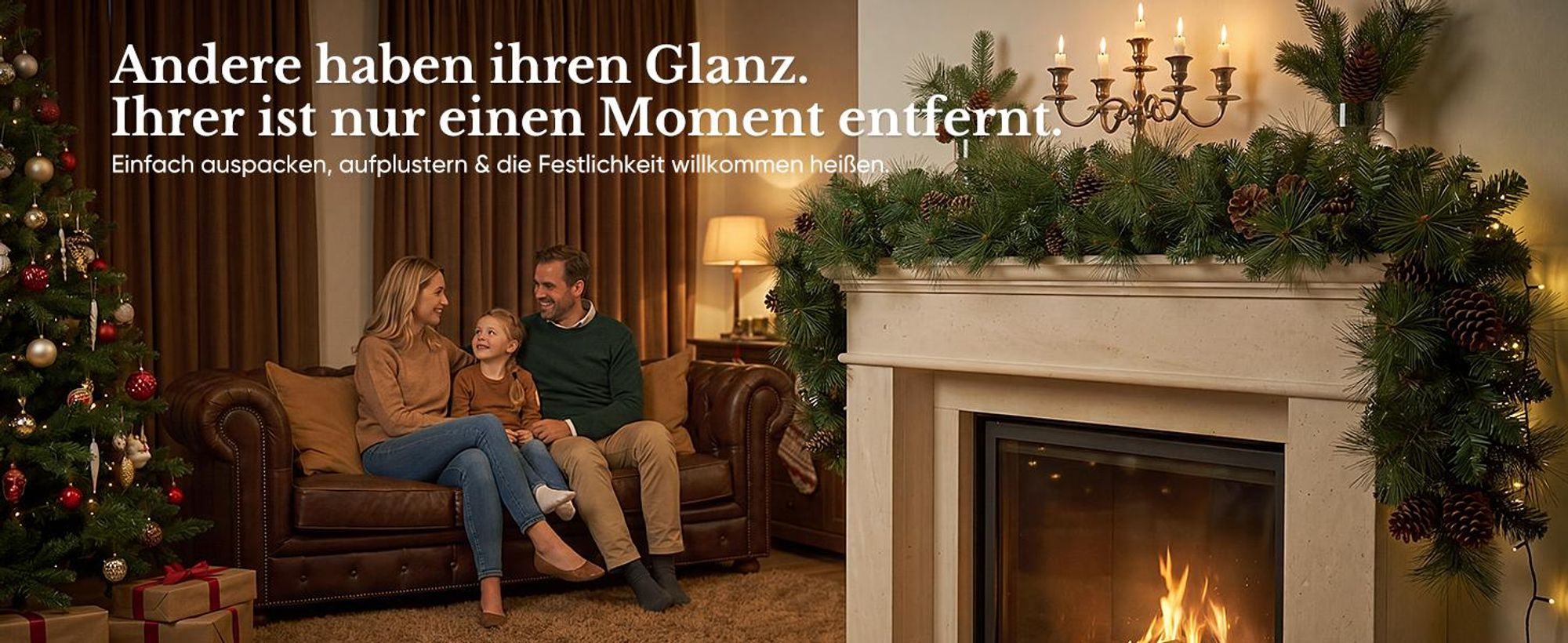 HOKEEPER Weihnachtsgirlande 180 cm mit grünen PVC-Nadeln & Zapfen