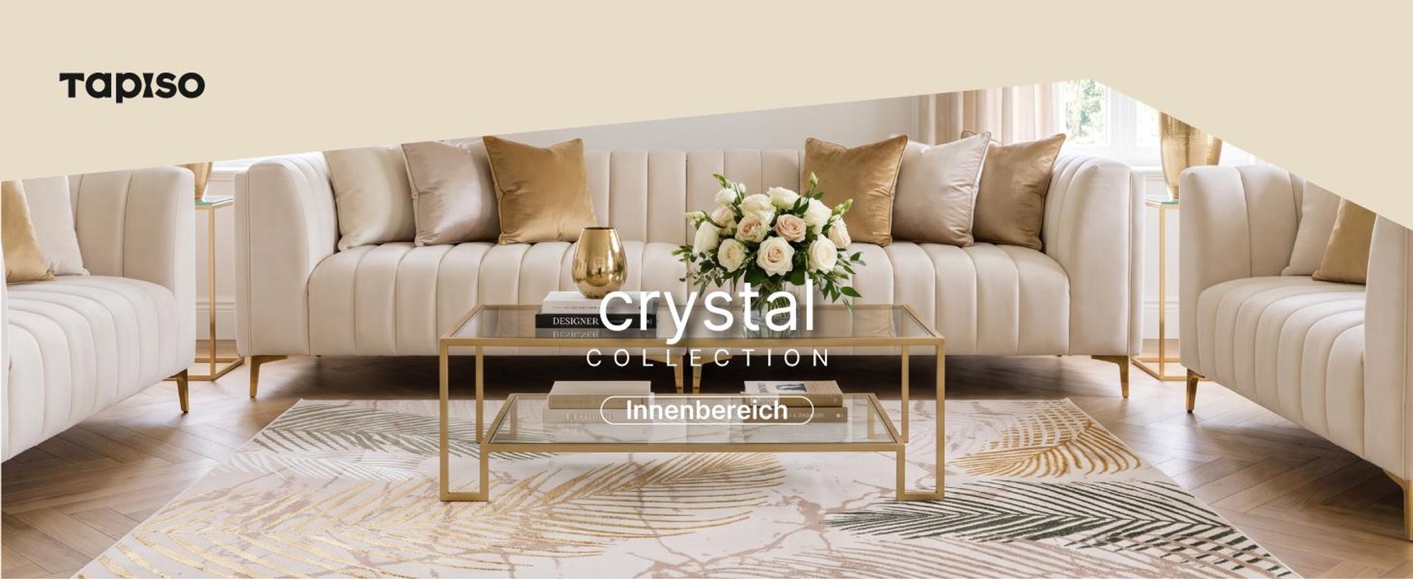 Tapiso Teppich Crystal Modern Braun Beige Gold Wohnzimmer 250 x 350 cm
