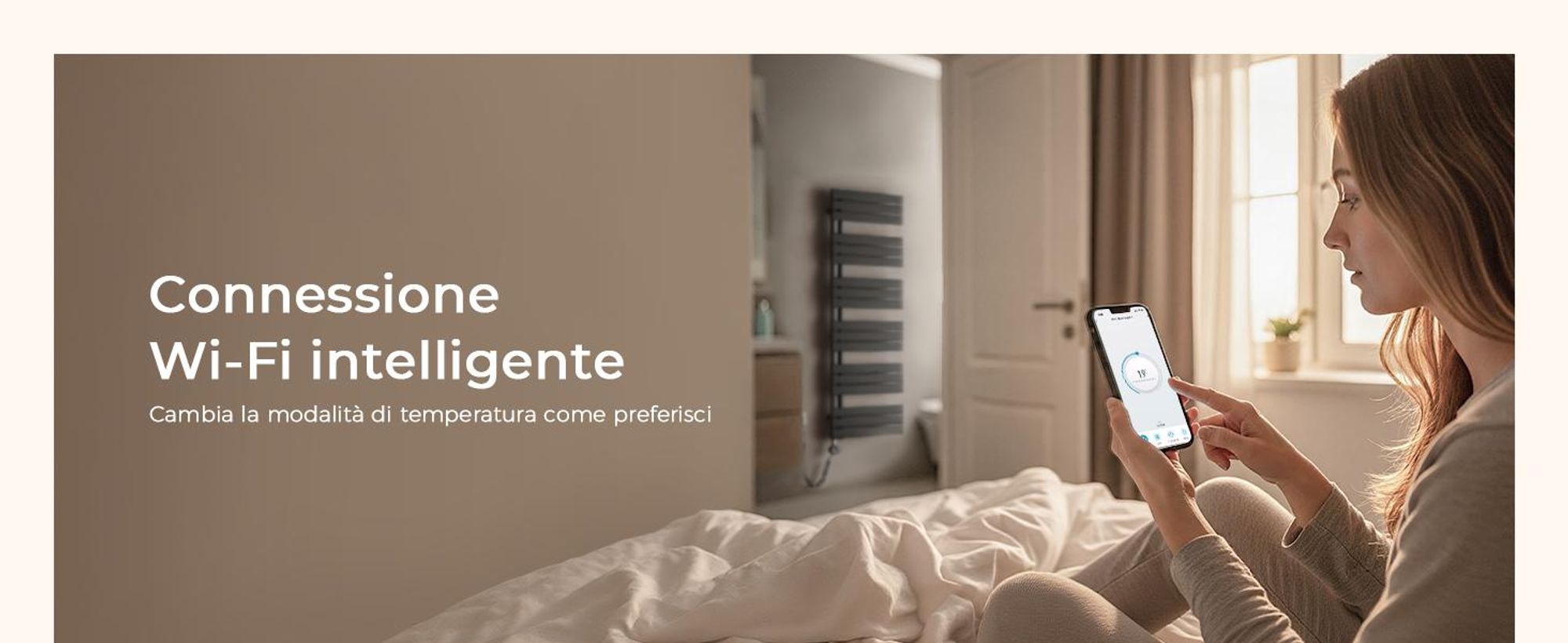 S'AFIELINA Radiatore elettrico per asciugamani 1041×400 mm, Radiatore elettrico per bagno con termostato, WiFi, timer programmabile, display LCD, 400 W, antracite