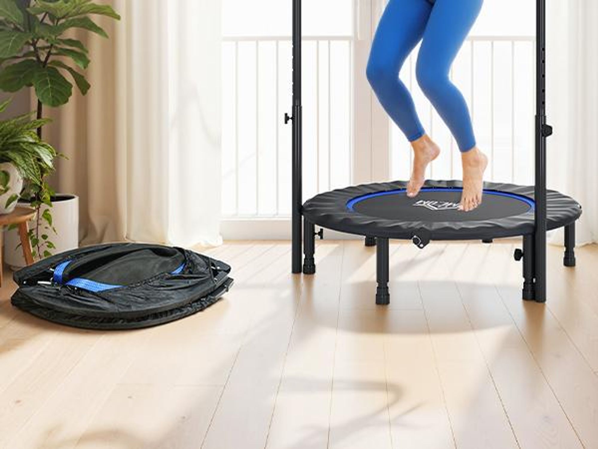 HOMCOM 102cm Faltbares Fitness-Rebounder Fitness-Trampolin mit Haltegriff
