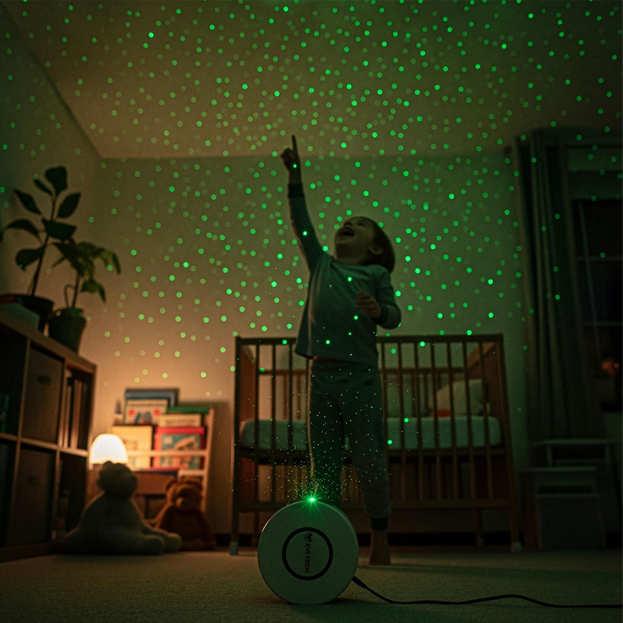 LED Sternenprojektor Galaxy Star, 3D Nachtlicht Beamer mit Fernbedienung, Sternenhimmel Projektor für Kinder & Schlafzimmer, EVI TECH GalaxyStar 2.1