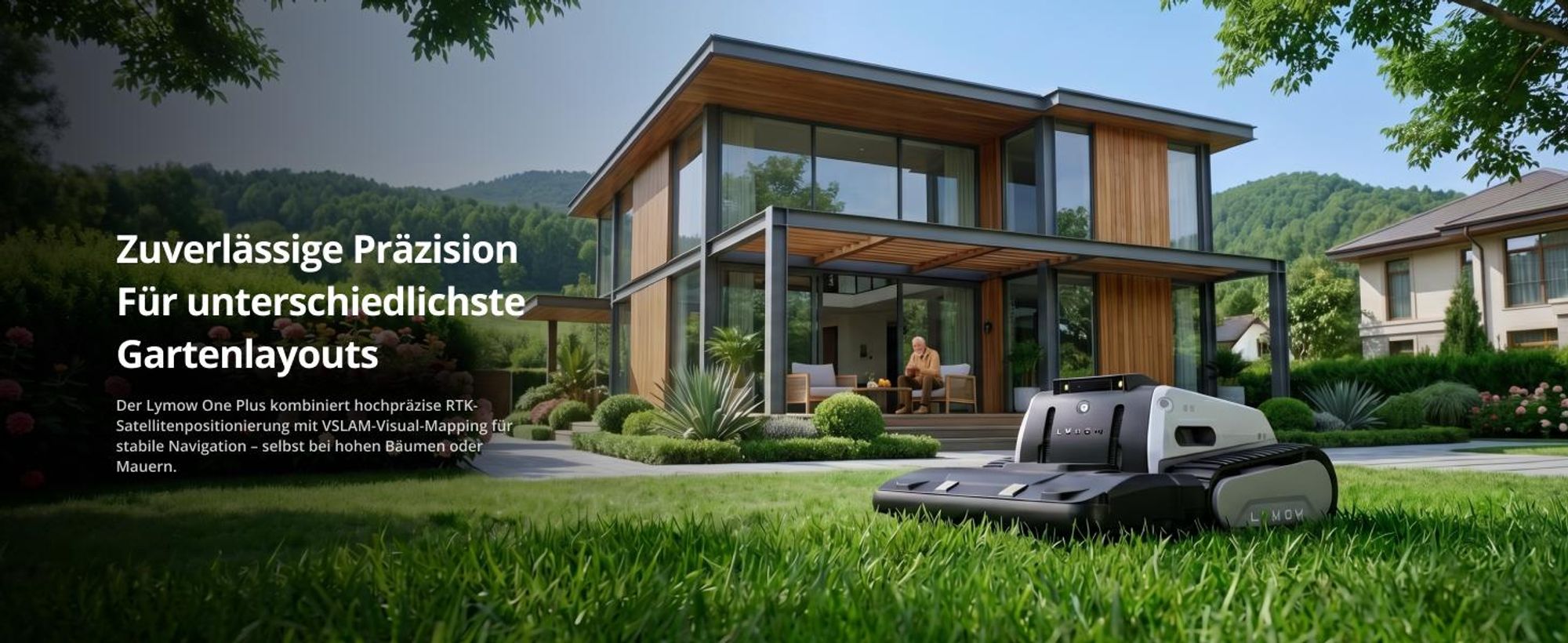Mähroboter Lymow One Plus 5A 40cm/4000m² pro Tag, Kartierung bis zu 60.000m², ohne Begrenzungsdraht mit RTK-Cloud Techno