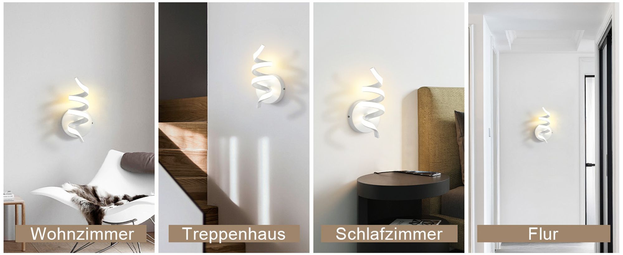 ZMH Wandleuchte Innen LED Wandlampe Treppenhaus Wohnzimmer Schlafzimmer Flur Modern Design Wand Lampe 7W Weiß Wandleuchten Badezimmer Warmweiß 3000K