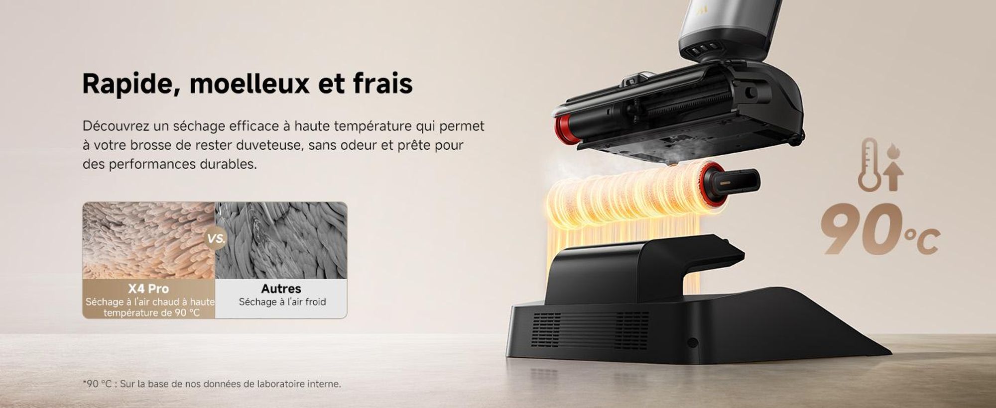 MOVA X4 Pro aspirateur balai sans fil, aspirateur laveur sec et humide 20 kPa, lavage eau chaude, auto-nettoyage 100 °C, brosse LED,  ajustement intel