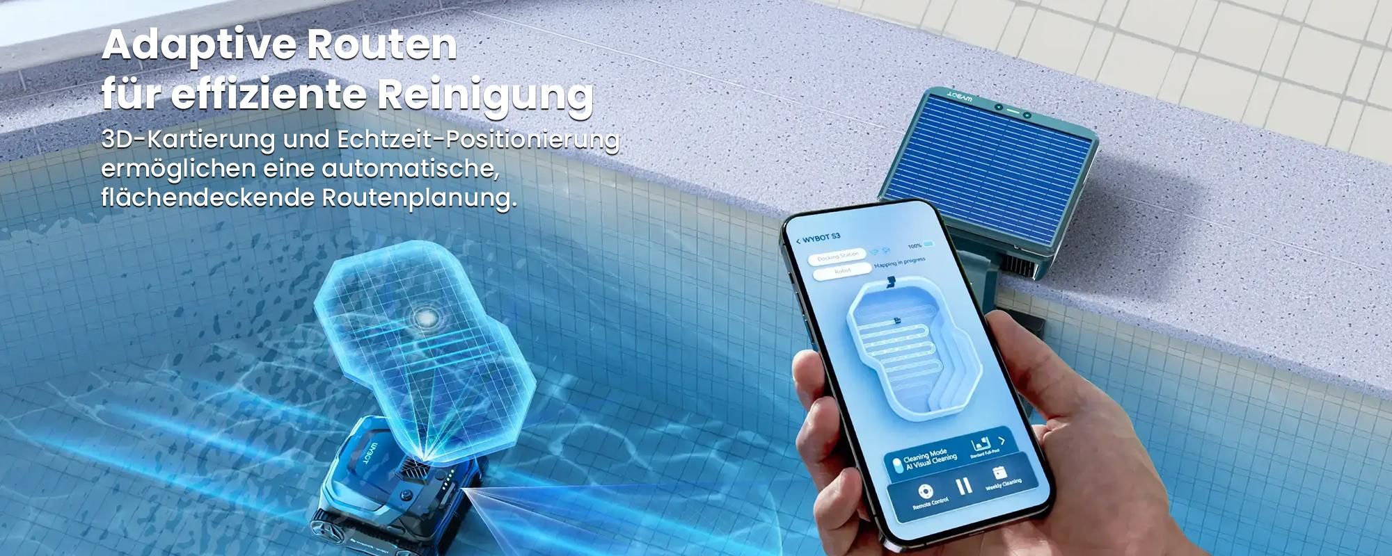 WYBOT S3 Poolroboter: 3D-Kartierung, KI-Vision, Solar/DC, 10L Self-Emptying, App-Steuerung