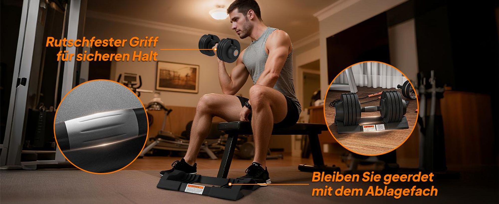 SPORTNOW Verstellbare Hantel, 7-24 kg Hantel mit Ablagefach, rutschfest Griff
