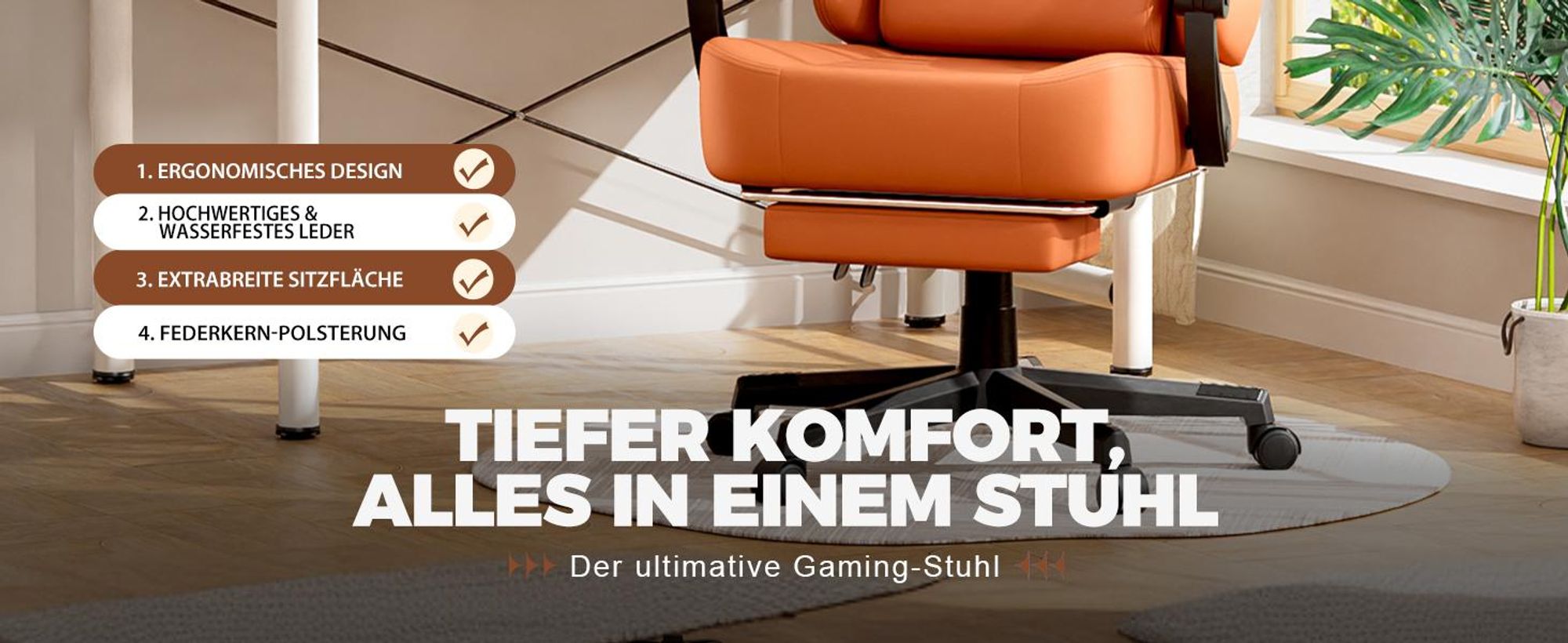 GTPLAYER Gaming Stuhl Ergonomischer Gaming Sessel Schreibtischstuhl Bürostuhl mit Stoffoberfläche Federsitzkissen, Verbindungsarmlehnen, mit Fußstütze