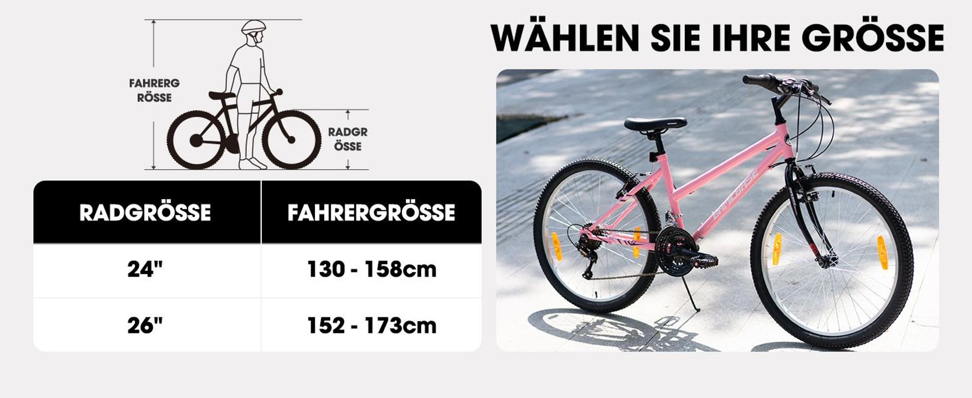 Hiland 24 Zoll Damen-Mountainbike, Fahrrad für Mädchen und Frauen, 18-Gang-MTB, Doppel-V-Bremsen, Rahmen aus Kohlenstoffstahl