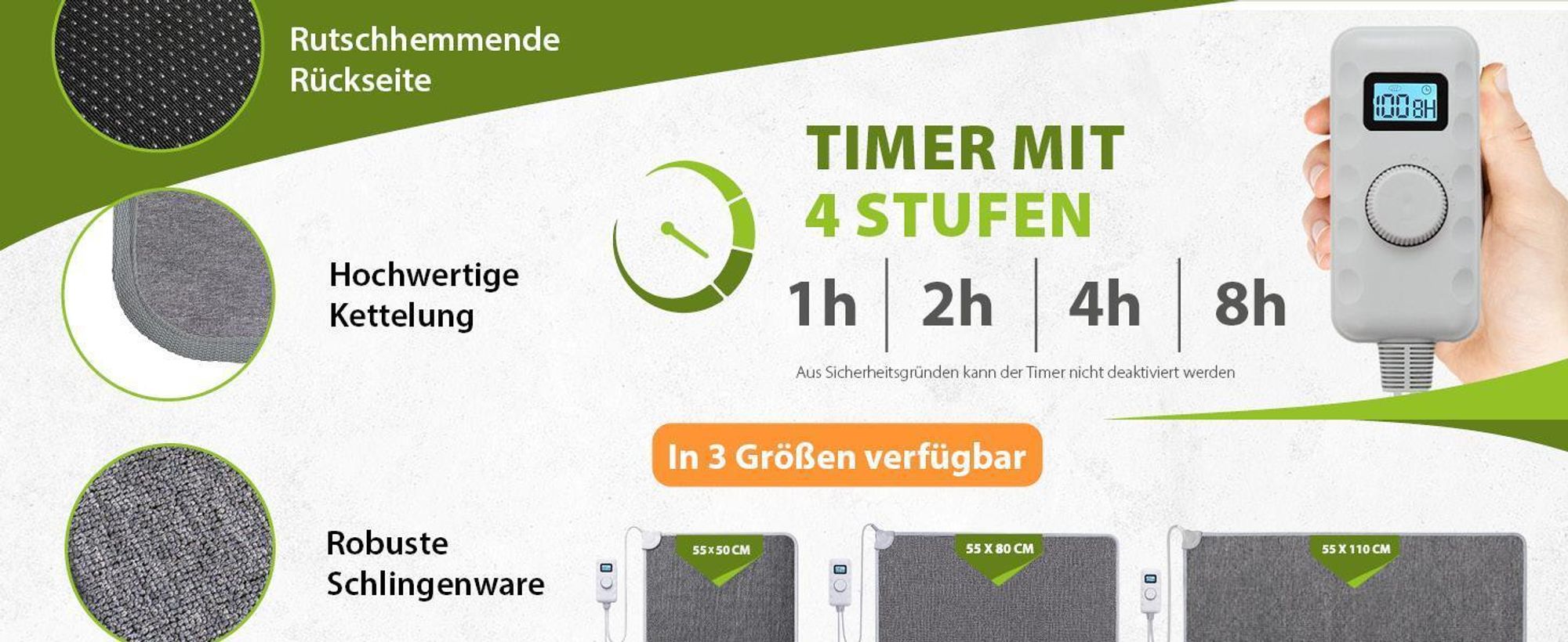 Heizmatte PVC Infrarot Fußheizteppich Heizteppich Fußheizmatte 55x80cm Carbon Feet