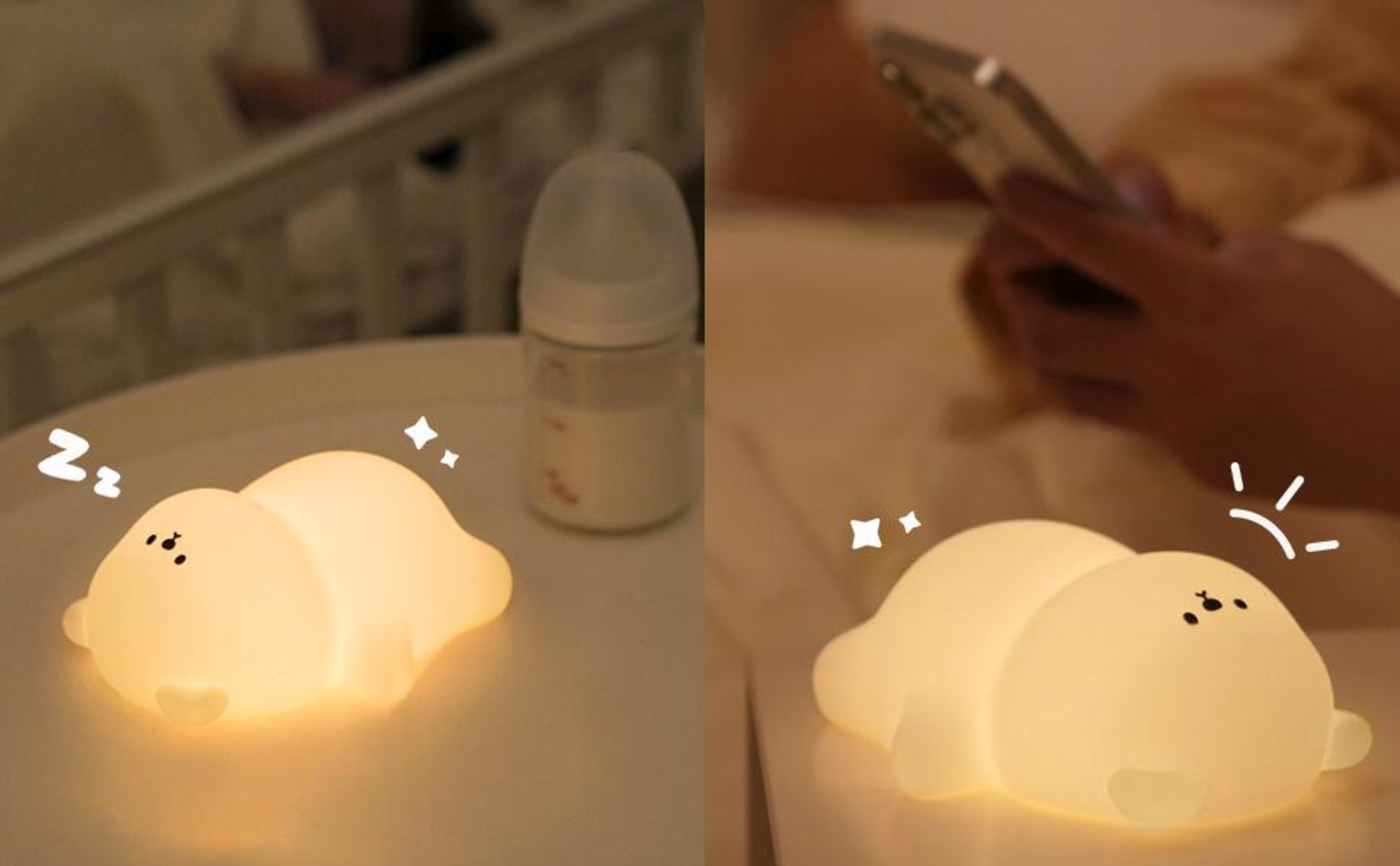 LED Nachtlicht Silikon Birne Touch Nachtlampe USB-Aufladbar mit Timer,7 Farbe dimmbar, Schlaflicht Kinderzimmer tragbare Schlafhilfe Stilllicht,Gesche