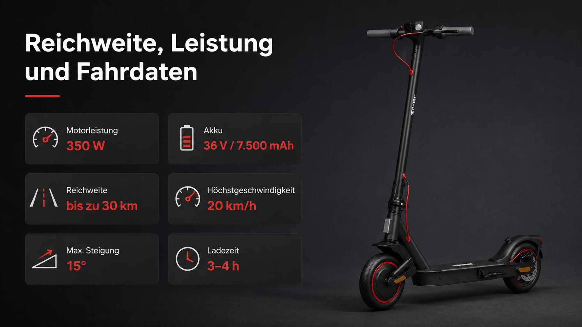 Elektroroller Siver 10 Lite 350W, 30km Reichweite, 10"