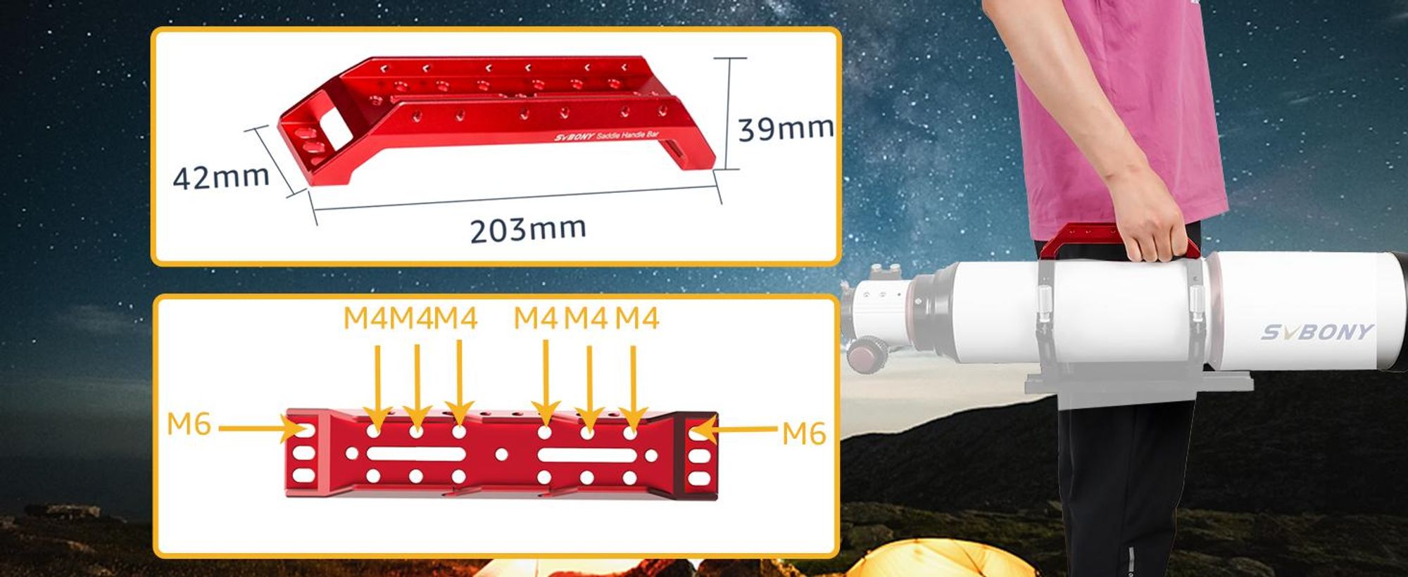 Svbony SV211 Schwalbenschwanzbasis, 203mm Multifunktions Teleskop Sattelgriff, Metall Refraktor Tragegriff, für Sucherfernrohr Montagehalterung