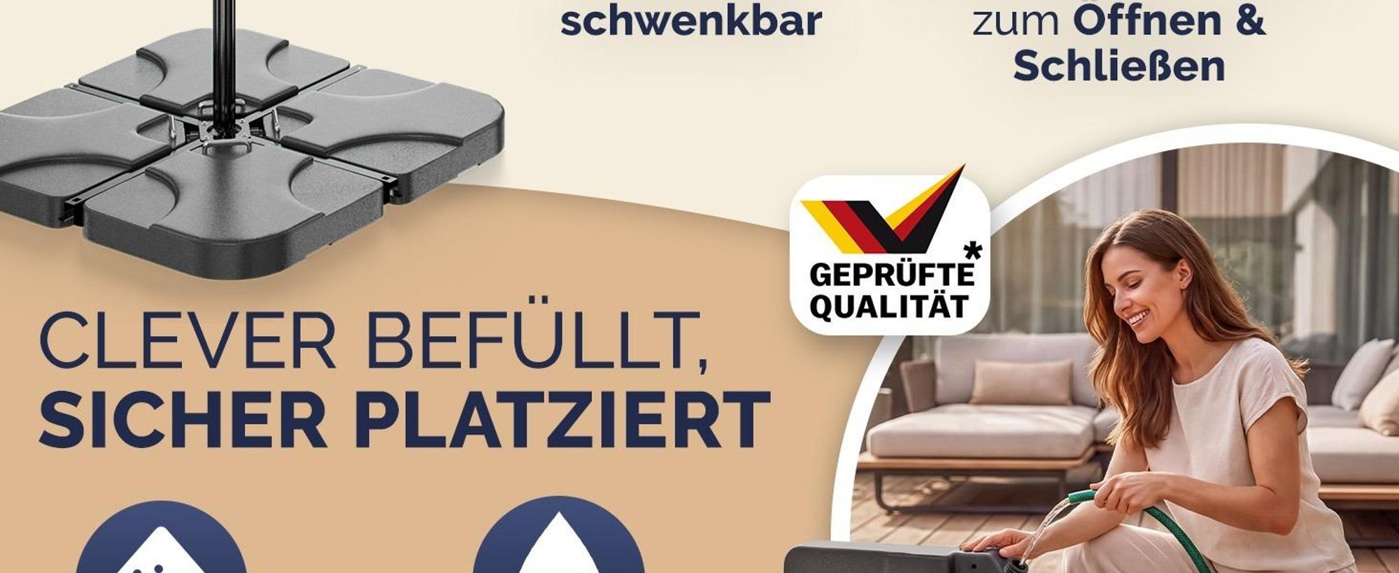 CASARIA® Ampelschirm 350 cm Komplettset inkl. 4 Gewichte & Schutzhülle – Garten Sonnenschirm UV 80+ neigbar schwenkbar mit Kurbel rund Anthrazit