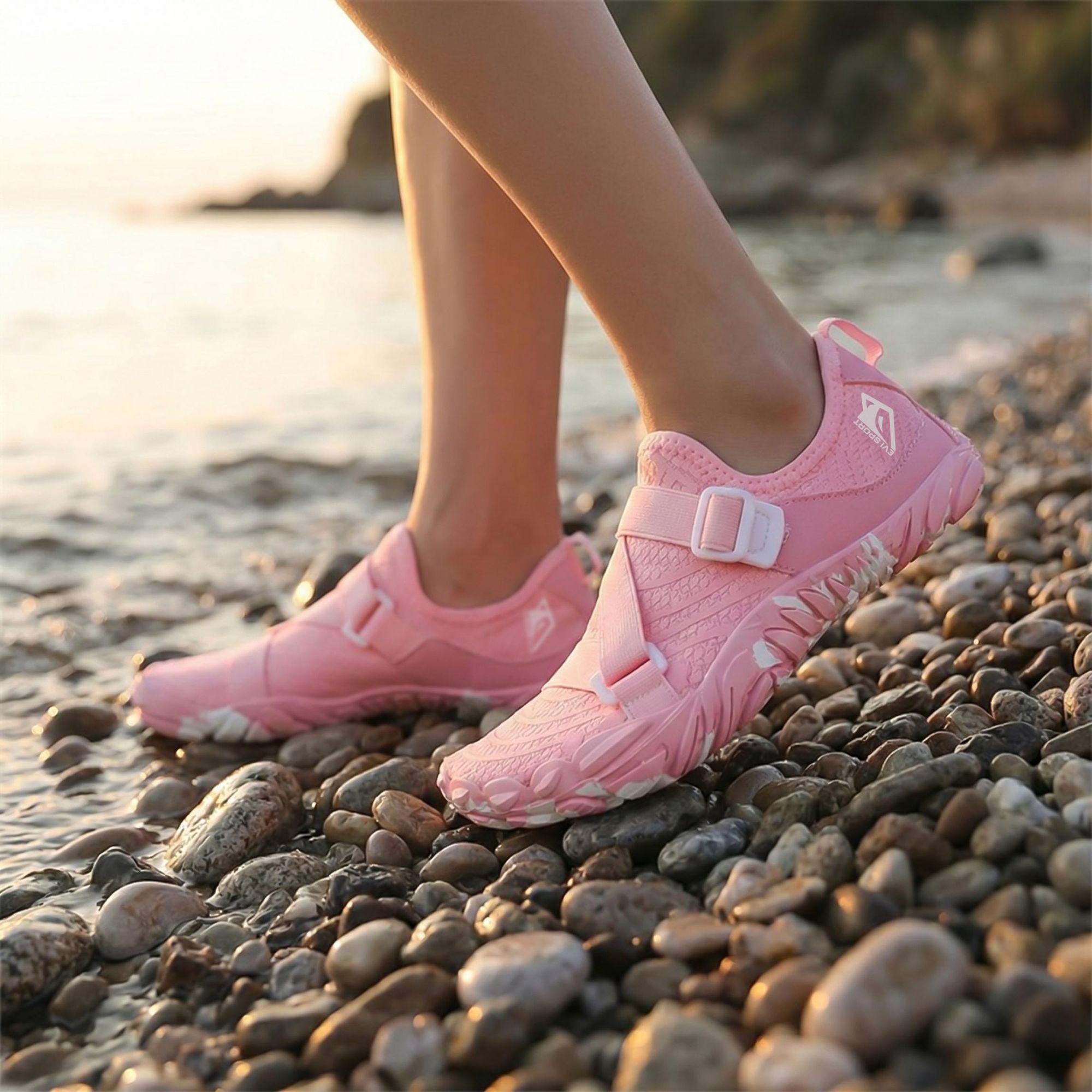 Wasserschuhe Badeschuhe Damen EVI SPORT WaveRunner 39 Verstellbar Seeigelschutz Schnelltrocknend Rosa Pink Lagoon - Strandschuhe Schwimmschuhe