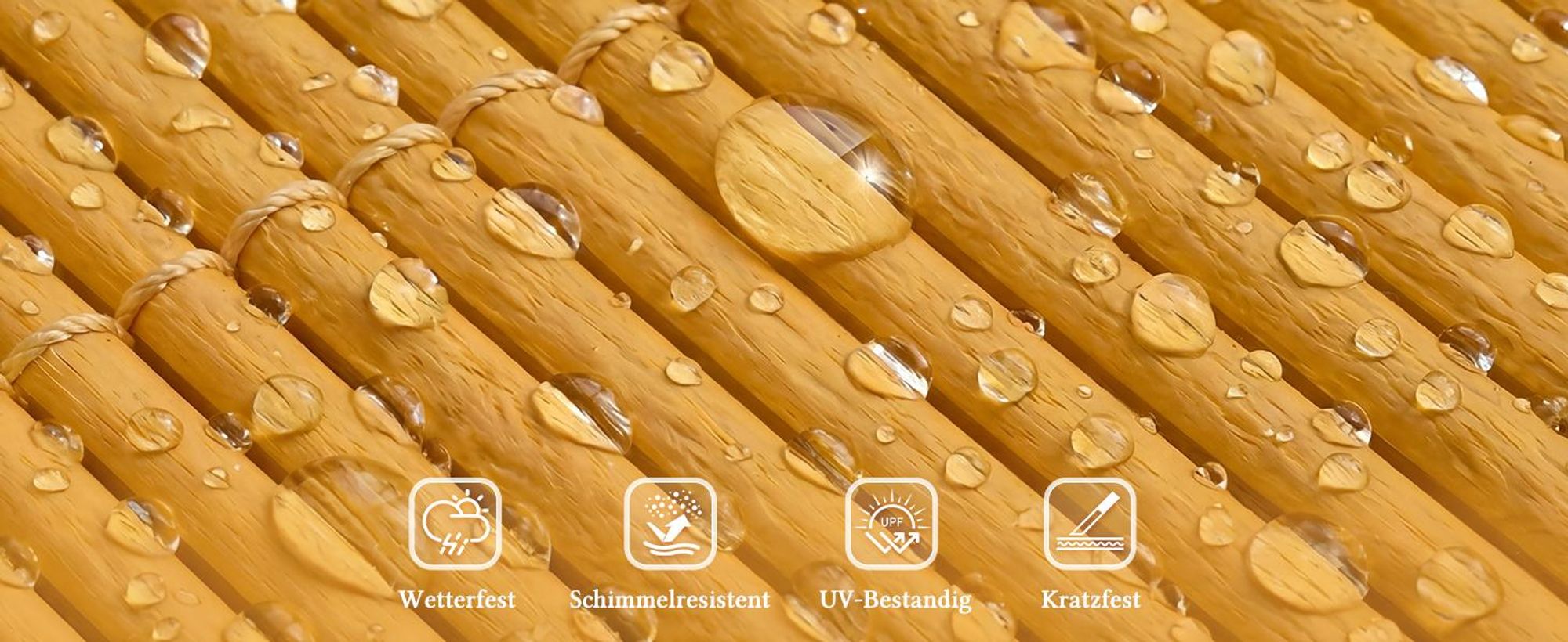Sekey Balkon Sichtschutz Natürliche Optik Sichtschutzmatte Sichtschutzzaun 80x600cm, Bambusfarbe