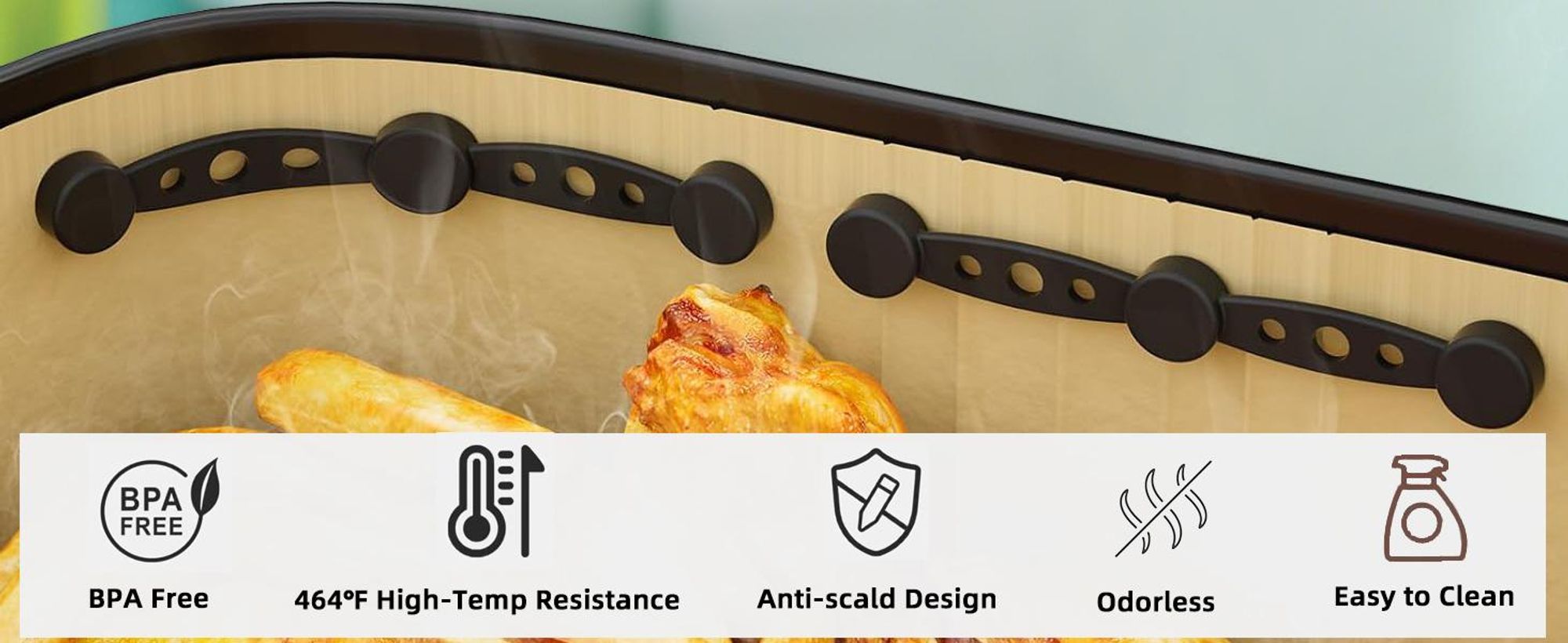 12 Stück Magnete für Heißluftfritteusen, magnetische Silikonschnallen, hochtemperaturbeständig, verhindern Backpapiereinlagen decken Lebensmittel