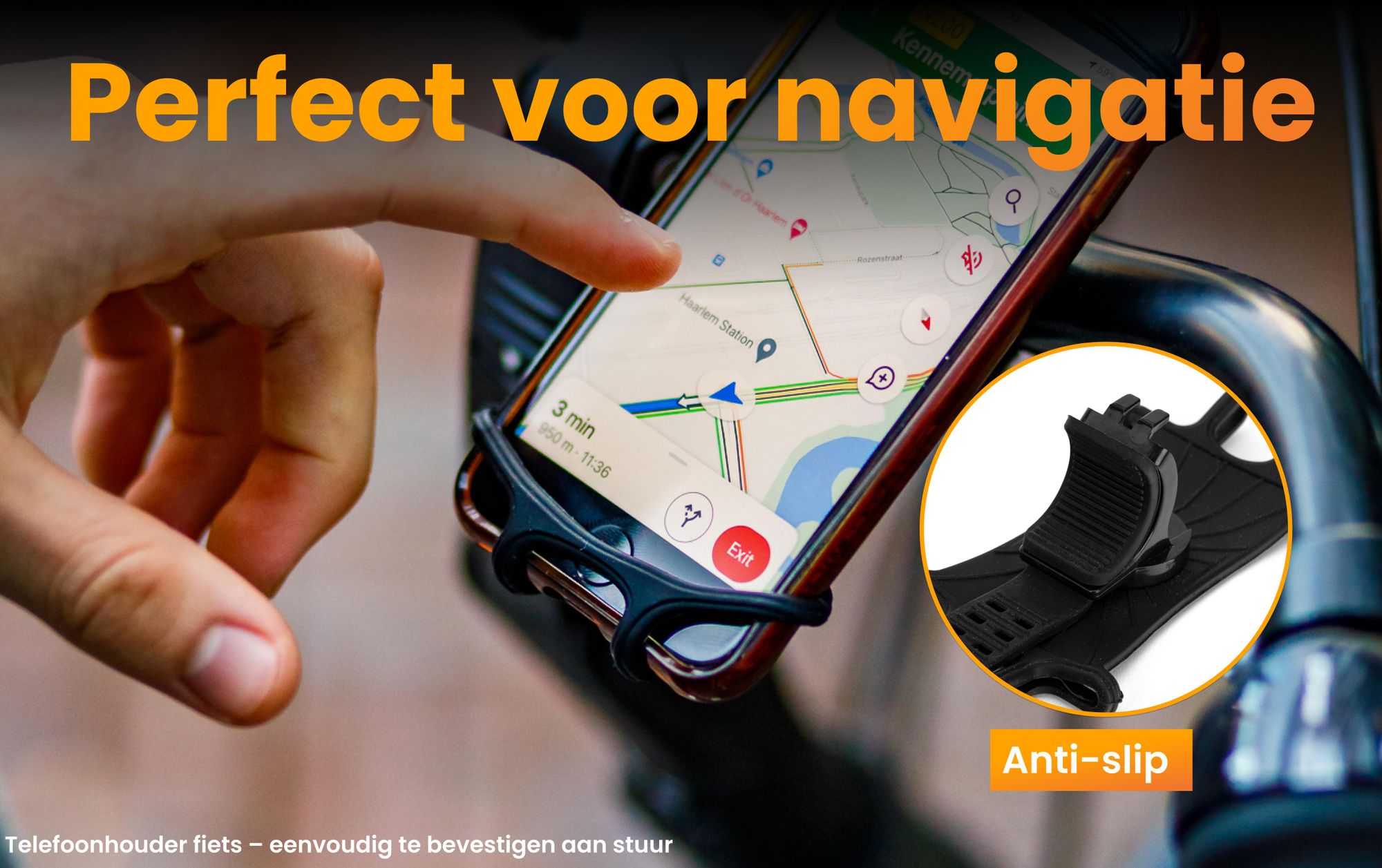 R2B Elastische Telefoonhouder Fiets voor Scooter en Motor - 360°