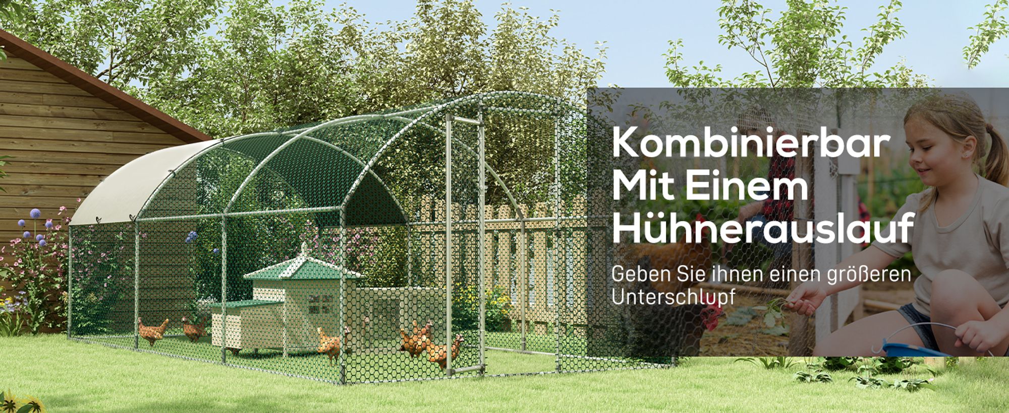 PawHut Zwerghühnerstall Stall mit Auslauf Nistkasten Kiefernholz Natur