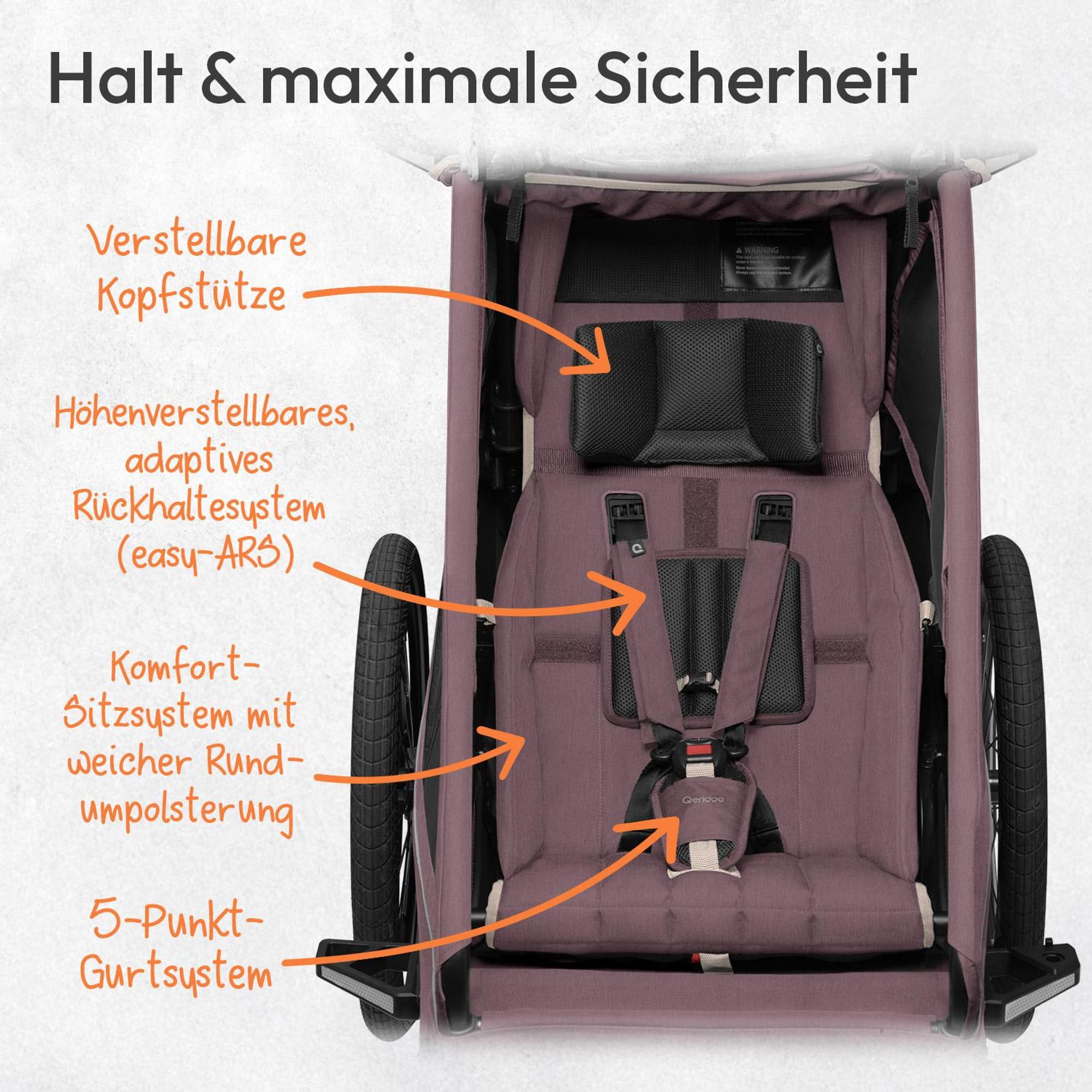 Qeridoo Kidgoo 1 - Kinderfahrradanhänger für 1 Kind Farbe: Wildberry Violet