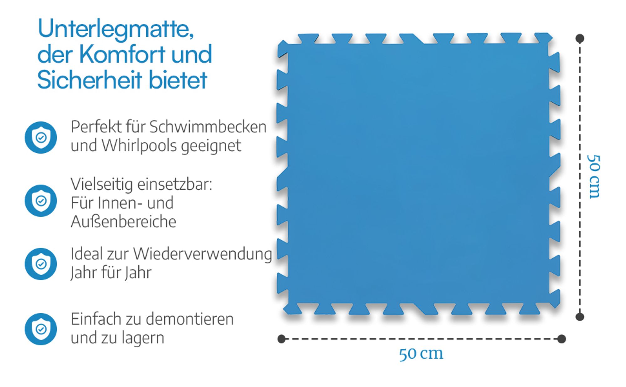 Meisterhome® Pool Matten 9 Stück à 50x50cm 2.25 m² Poolmatten Unterlegmatte Bodenschutzmatte für Pool und Planschbecken