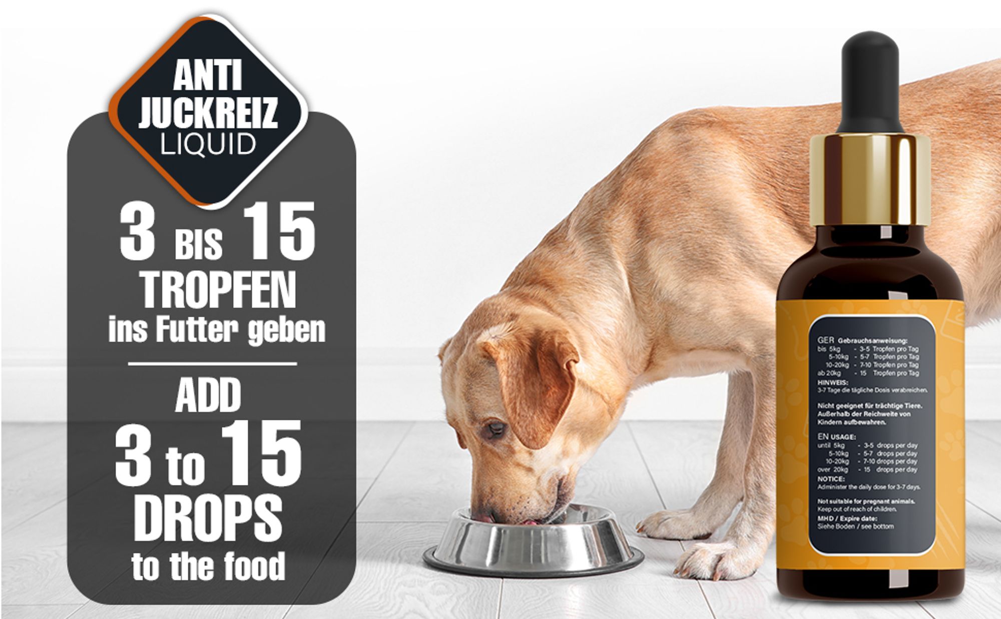 Saint Nutrition® Juckreiz Tropfen - für Hund und Katze - Unterstützung zur Linderung von Juckreiz Hund