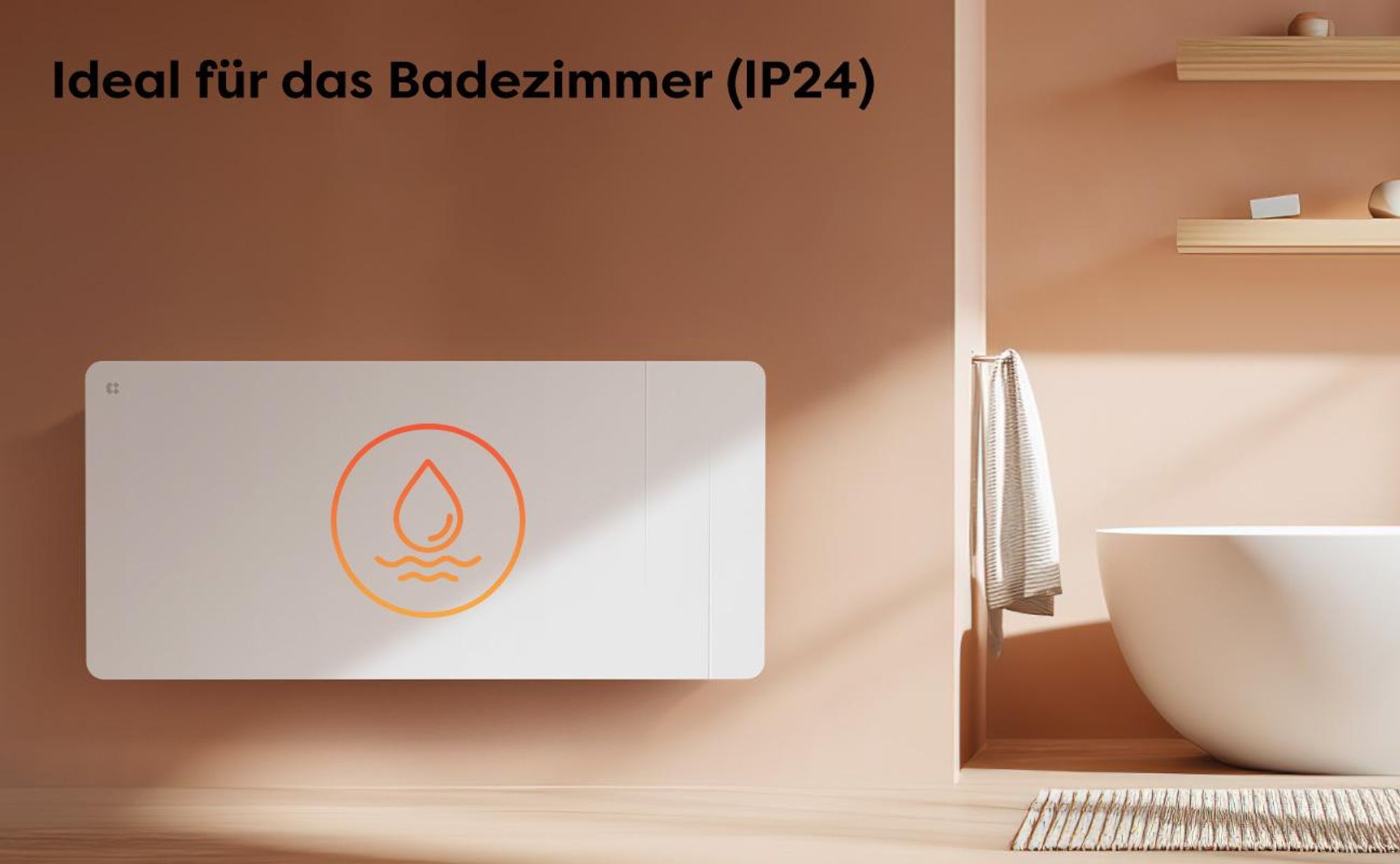 CIARRA Elektro-Heizkörper Heizgerät, Intelligenter Keramik-heizkörper mit WLAN steurung, Thermostat mit PID 15–25 m² 2000 W CBHTD20A-W