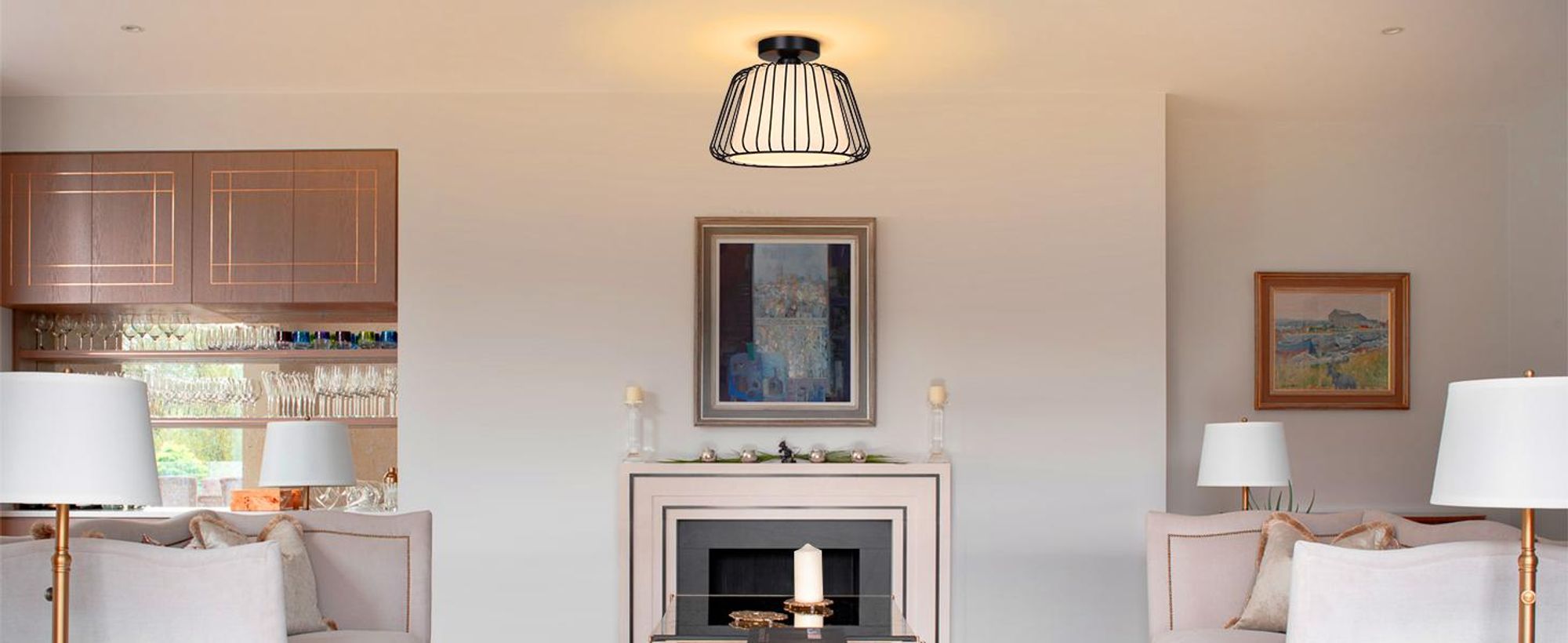 Deckenleuchte Modern Schwarz Metall Deckenlampe E27 Fassung Weiß Stoffschirm mit LED Glühbirne für Wohnzimmer Schlafzimmer Esszimmer Flur