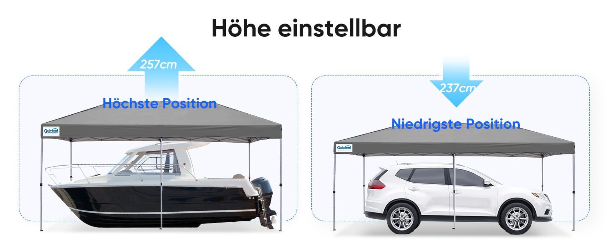 Quictent Faltpavillon 3x6m mit 6 Seitenteilen, Gartenpavillon, Wasserdicht Stabil Pavillon Partyzelt mit 4 Sandsäcke & Rollentasche Grau