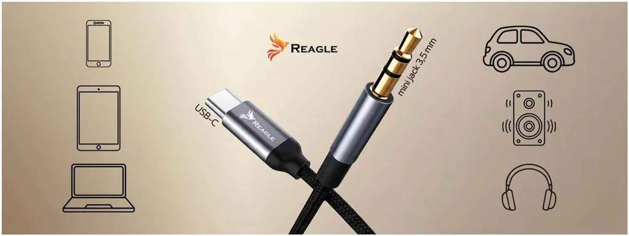 Reagle RUCJ100P – 1 m USB-C-auf-3,5-mm-Klinkenkabel mit DAC