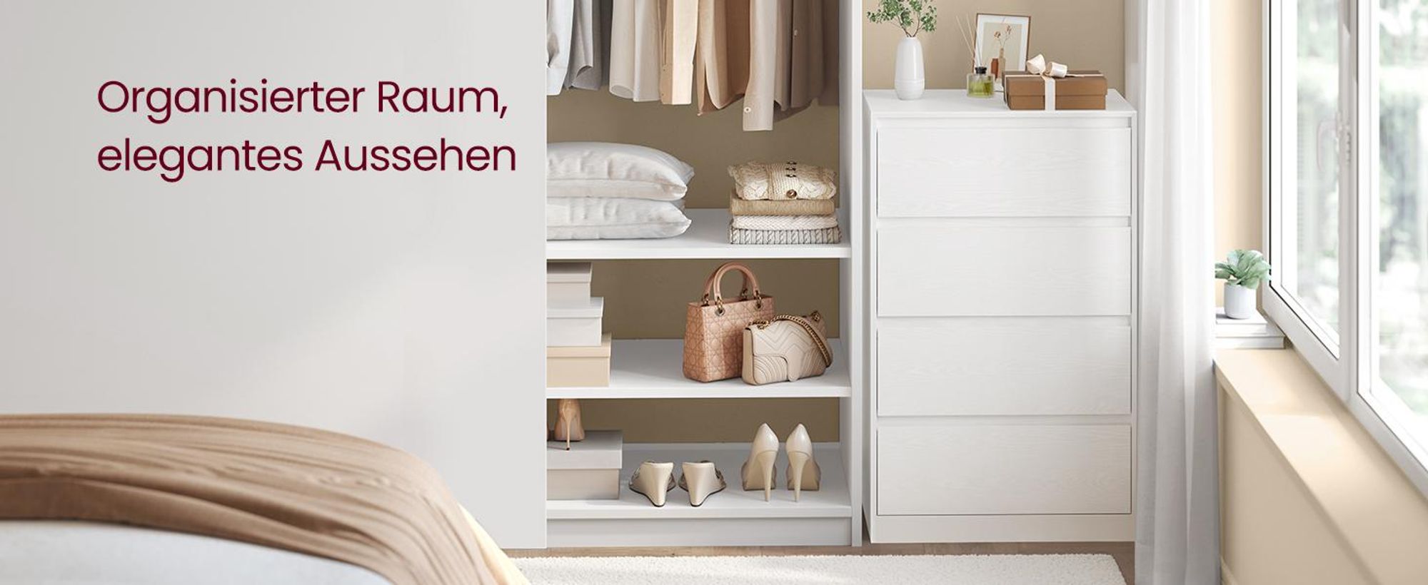 VASAGLE Kommode mit 4 Schubladen, Komodenschrank, Schubladenschrank, Wäschekommode