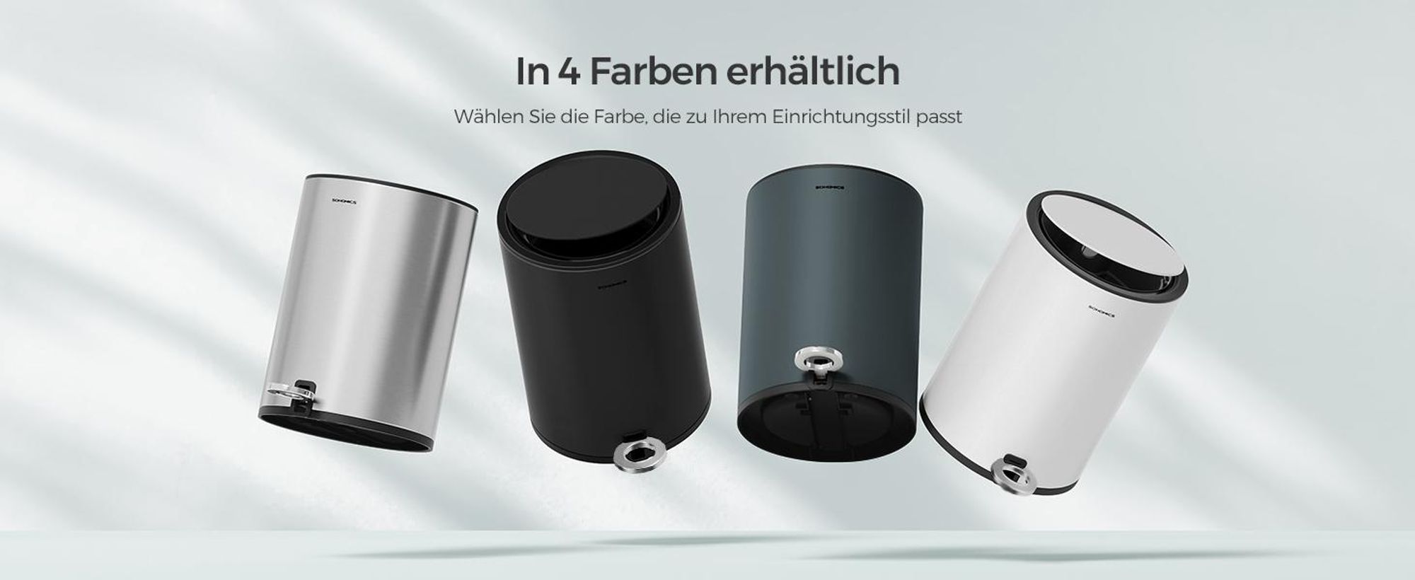 SONGMICS Mülleimer, Kosmetikeimer, 3 Liter, Mülleimer Bad, Grüngrau