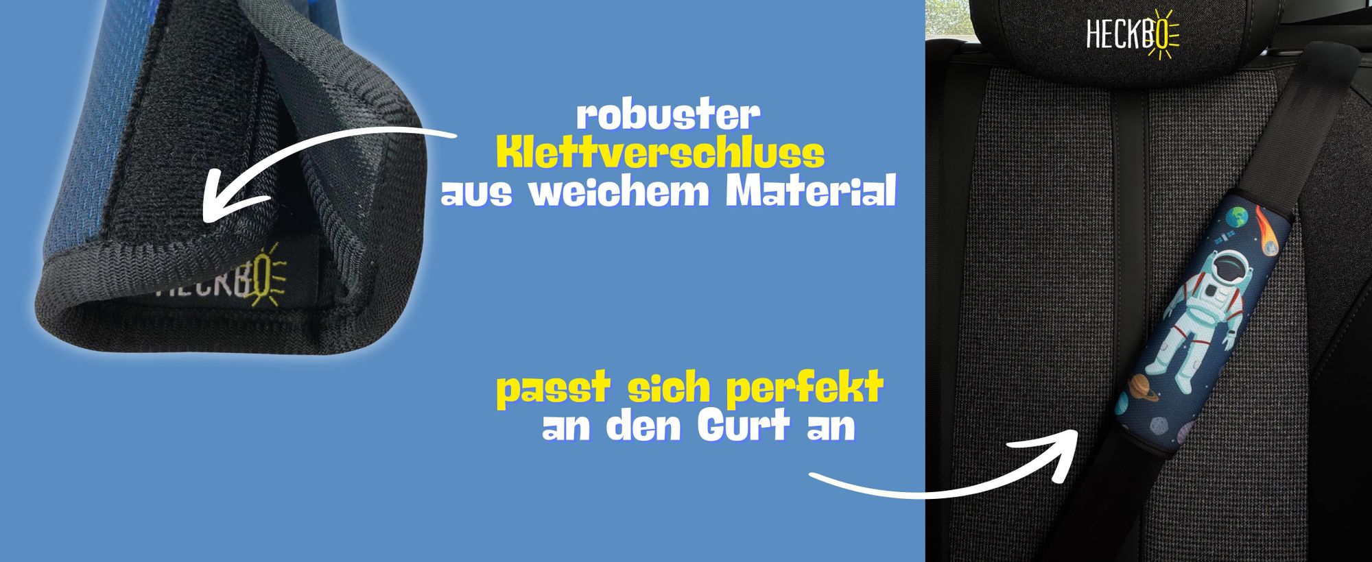 HECKBO® 2x Astronaut Weltall Space Auto Gurtschutz Sicherheitsgurt Schulterpolster Schulterkissen Autositze Fahrrad Fahrradsitz Gurtpolster für Kinder Jungen Jungs