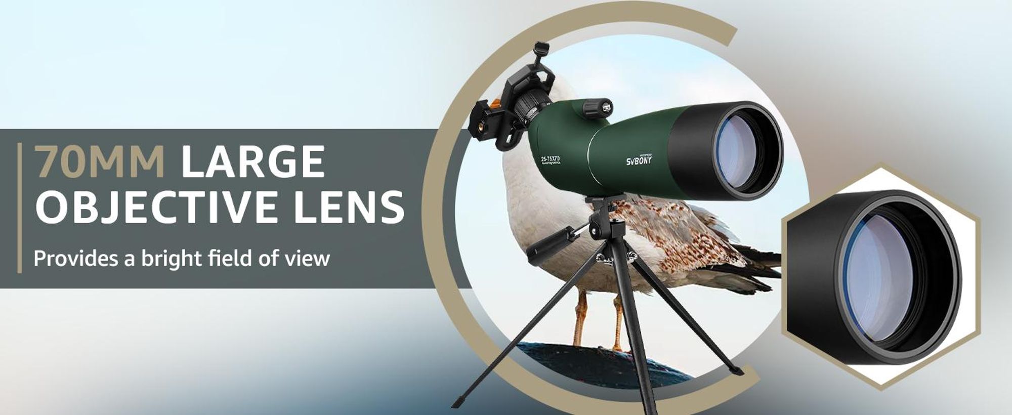 Svbony SV28 Spotting Scope 25-75x70 Uhlový okulár Vodotesný BAK4 hranolový monokulár so statívom Adaptér pre mobilný telefón Puzdro na prenášanie Spotovacie ďalekohľady pre športovú streľbu Pozorovanie vtákov
