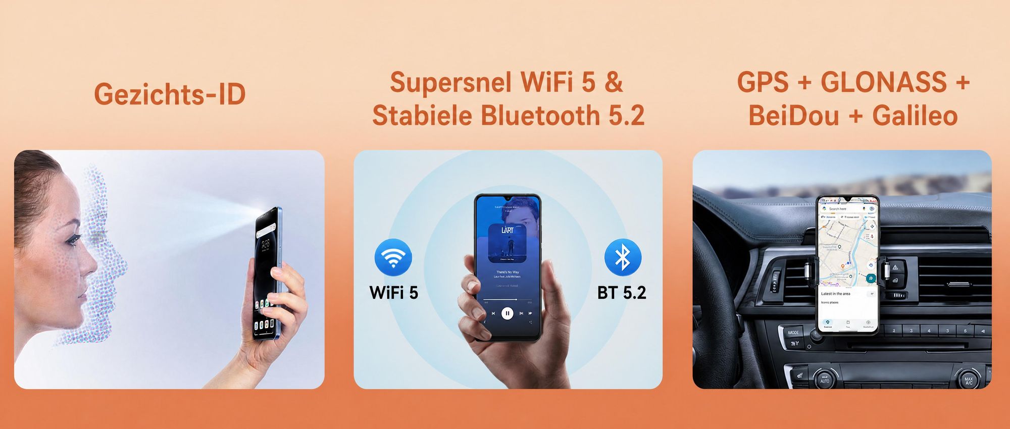 Blackview WAVE 7C smartphone, zonder abonnement, 6,56 inch, Android 16, 16GB + 64GB/2TB (TF-kaart), gezichtsherkenning, 5000mAh batterij, 32MP camera, dual-SIM, WiFi 5, IP54 (stof- en spatwaterdicht)